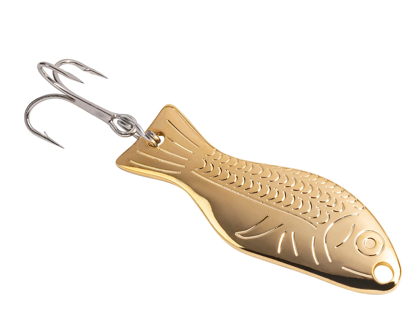 AL's Goldfish Lure Company, Rust Free Goldfish Freshwater Fishing Spoon, Treble Hook, Trout, Salmon, Bass, Walleye, Crappie, Panfish, and Pike. Sizes 3/16 oz., 1/4 oz. or 1/2 oz