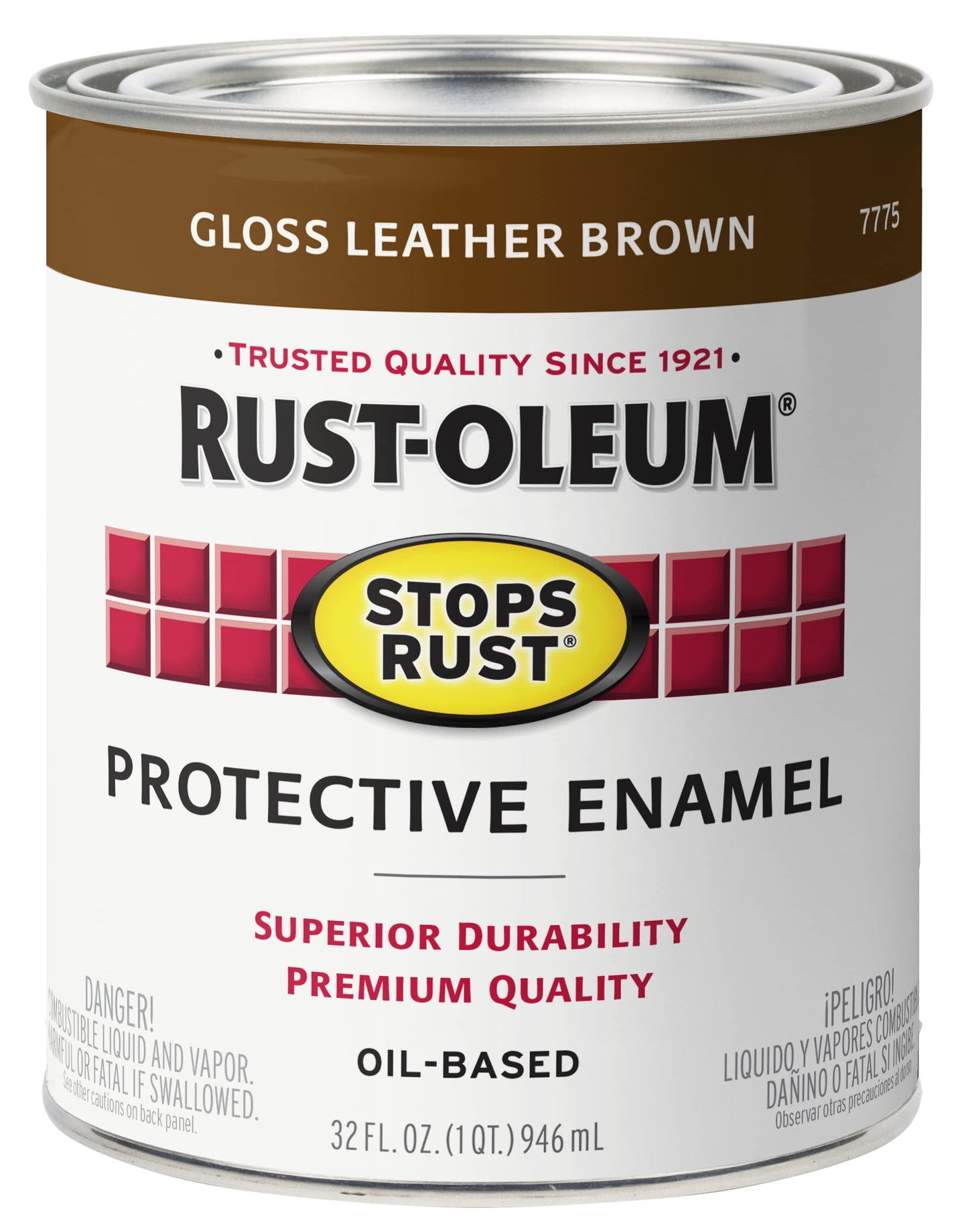 Rust-Oleum 7779502 Stops Rust Brush On Paint, Quart, Gloss Black, 32 Fl Oz (Pack of 1)