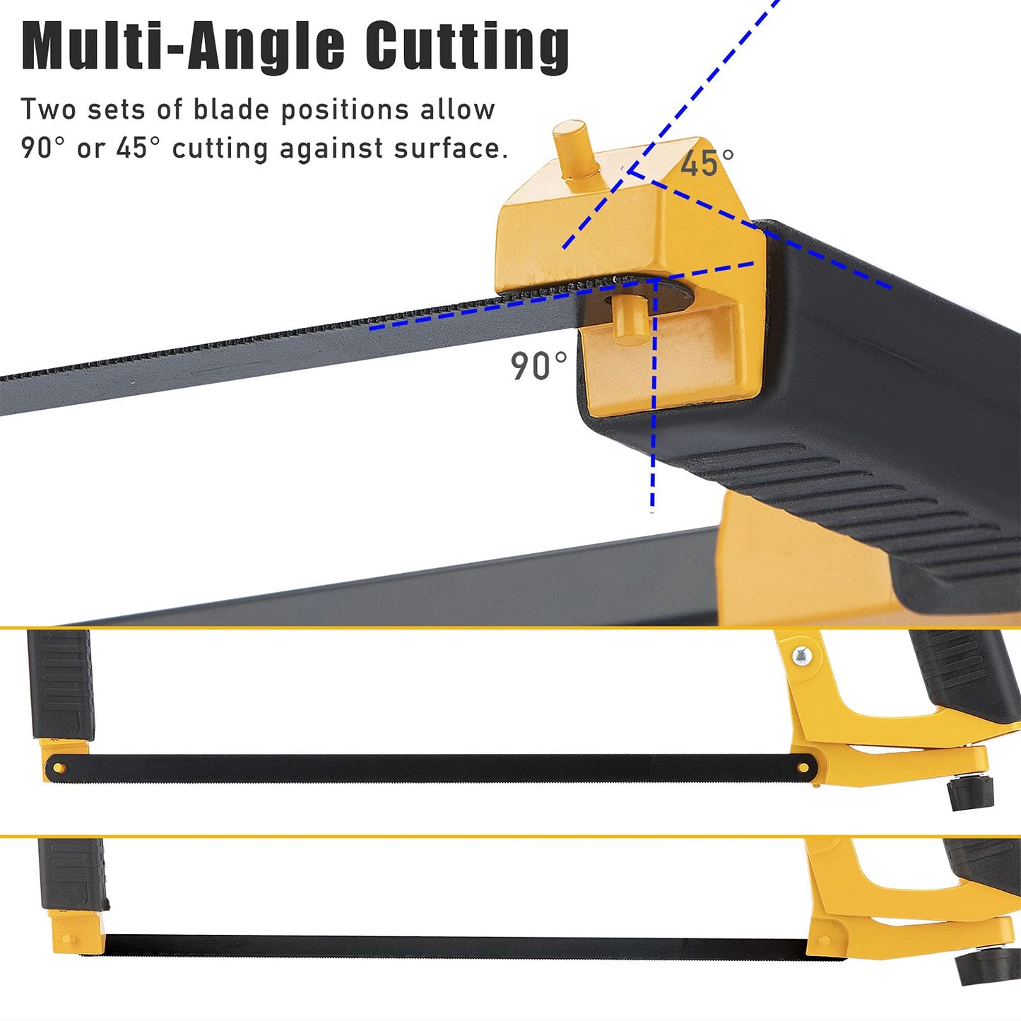 DOWELL Hacksaw Frame Set Heavy Duty Handsaw 12-inch 10-inch 6-inch Mini Hacksaw Hand Saw 8 Extra Blades Multi-function for Metal Wood PVC Pipes