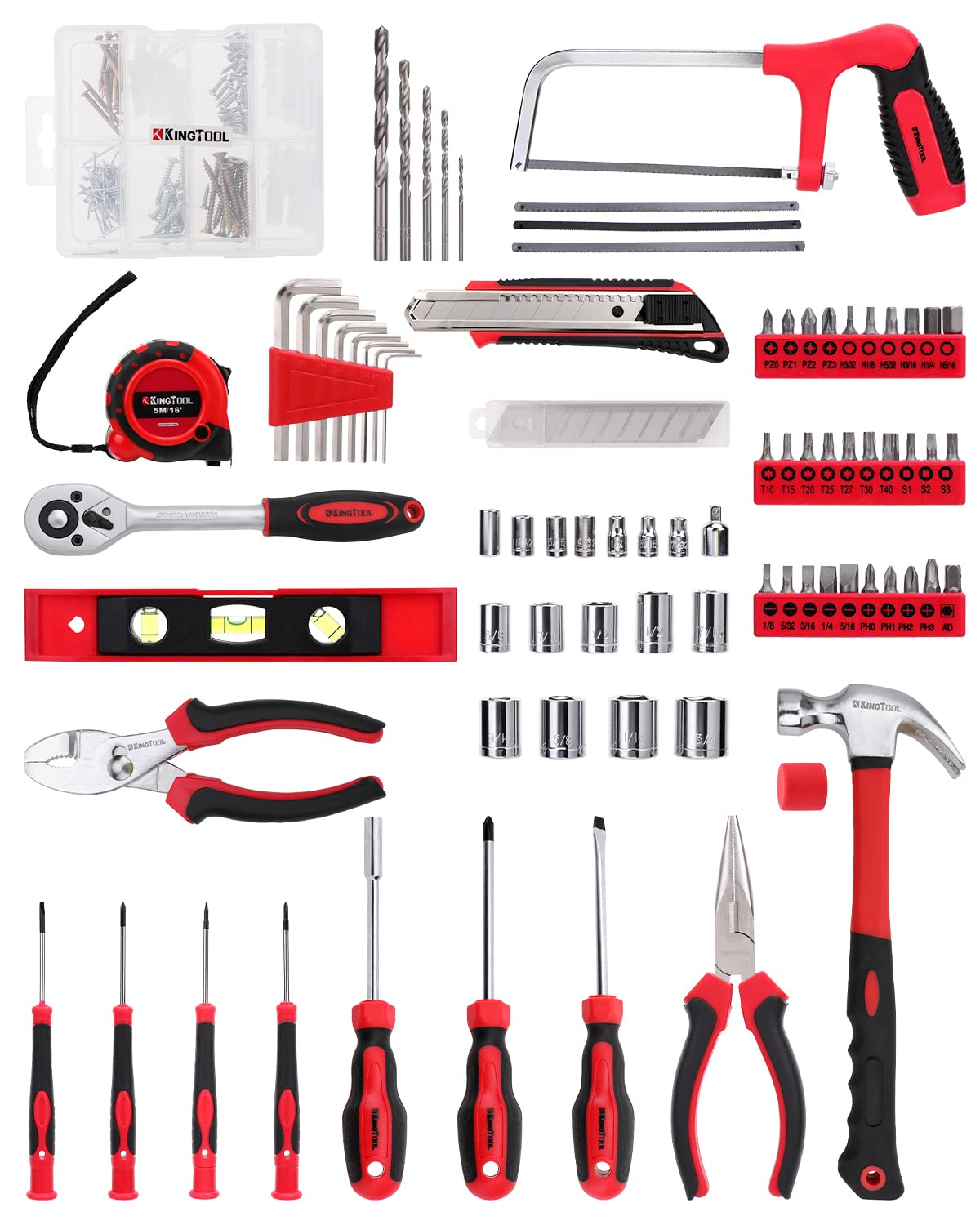 KingTool 325 Piece Home Repair Tool Kit, General Home/Auto Repair Tool Set, Toolbox Storage Case with Drawer, General Household Tool Kit - Perfect for Homeowner, Diyer, Handyman