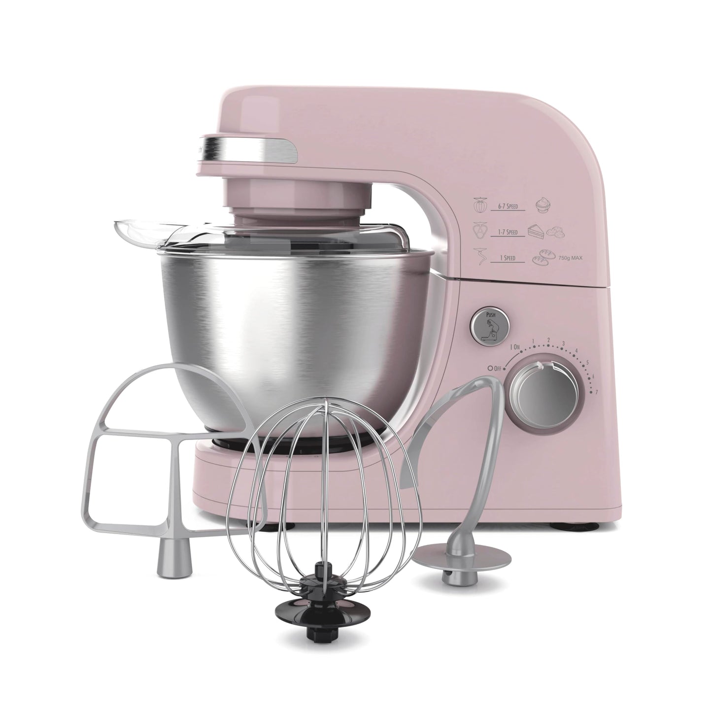 Hamilton Beach Electric Stand Mixer, 4 Quarts, Dough Hook, Flat Beater Attachments, Splash Guard 7 Speeds with Whisk, Black