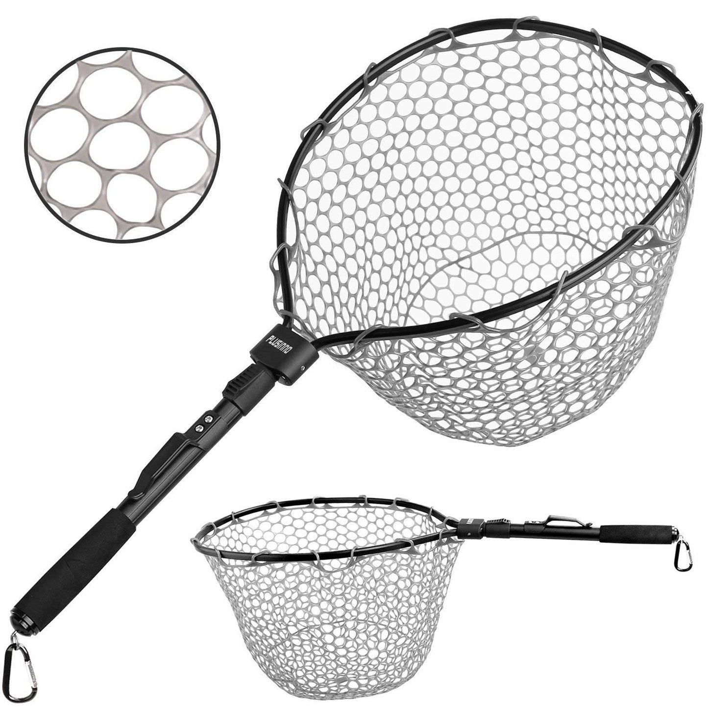PLUSINNO Fly Fishing Net, Bass Trout Landing Net, Folding Fishing Nets Fresh Water, Safe Fish Catching or Releasing