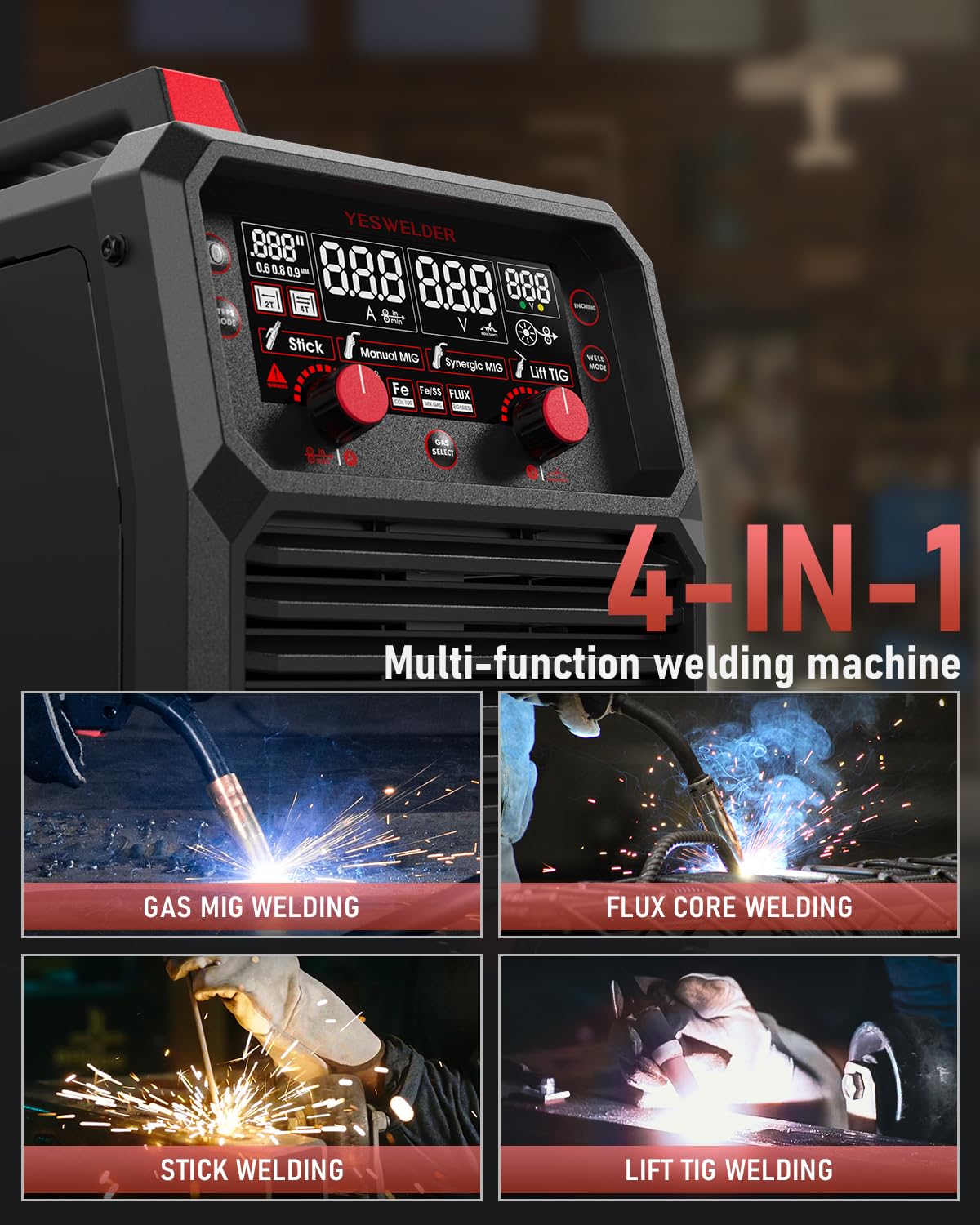YESWELDER MIG-205DS PRO MIG Welder, 200Amp 110/220V Dual Voltage MIG Welding Machine, 5 in 1 Gas MIG/Flux Core MIG/Spool Gun MIG/Lift TIG/Stick Multiprocess Aluminum MIG Welder, Spool Gun Compatible