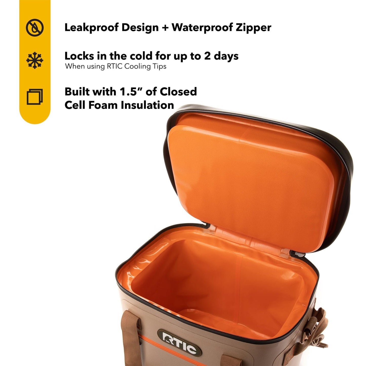 RTIC Ultra-Tough Soft Cooler 30 Can, Insulated Bag Portable Ice Chest Box for Lunch, Beach, Drink, Beverage, Travel, Camping, Picnic, Car, Trips, Floating Cooler Leak-Proof with Zipper