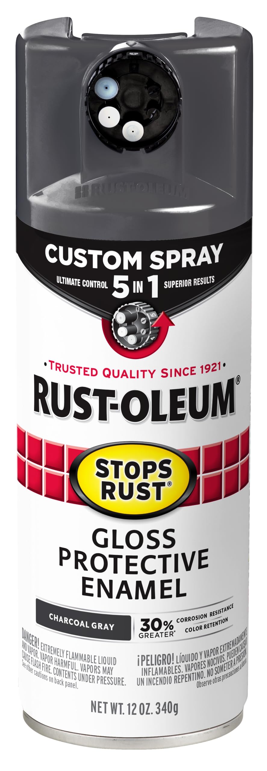 Rust-Oleum 376892 Stops Rust Custom Spray 5-in-1 Spray Paint, 12 oz, Gloss Leather Brown