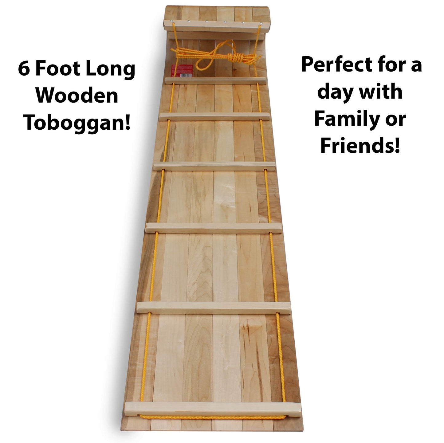 Flexible Flyer Wood Toboggan. Snow Sled Adults & Kids, 6'