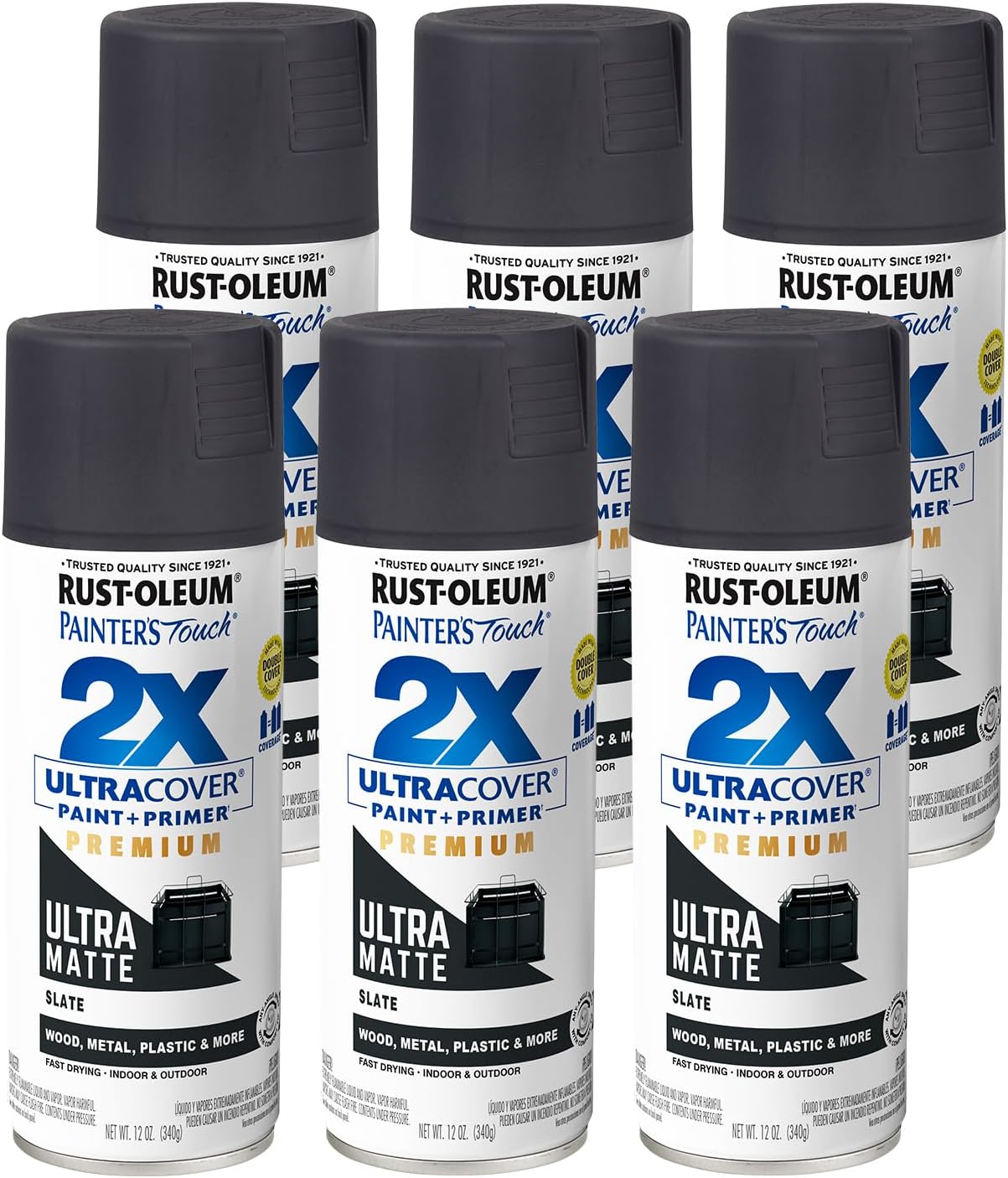 Rust-Oleum 331182 Painter's Touch 2X Ultra Cover Spray Paint, 12 oz, Ultra Matte Black