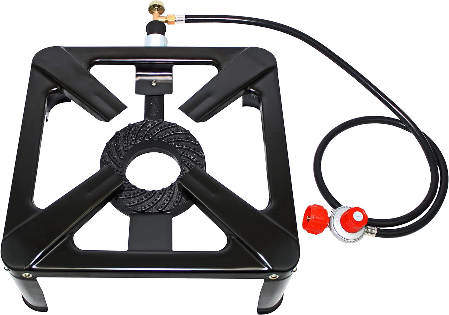 Flame King Heavy Duty 120,000 BTU, 0-20 PSI, Turkey Fryer Single Propane Burner Bayou Cooker, Outdoor Stove for Home Brewing, Maple Syrup Prep, Cajun Cooking