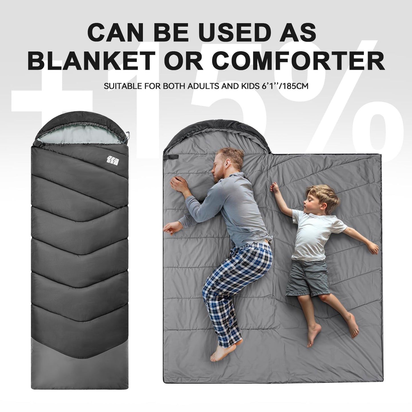 Sleeping Bags for Adults Cold Weather,Portable, Waterproof,Lightweight Sleeping Bag for Tall Girls Boys with Compression Sack for Warm Camping, Hiking, Outdoor & Indoor