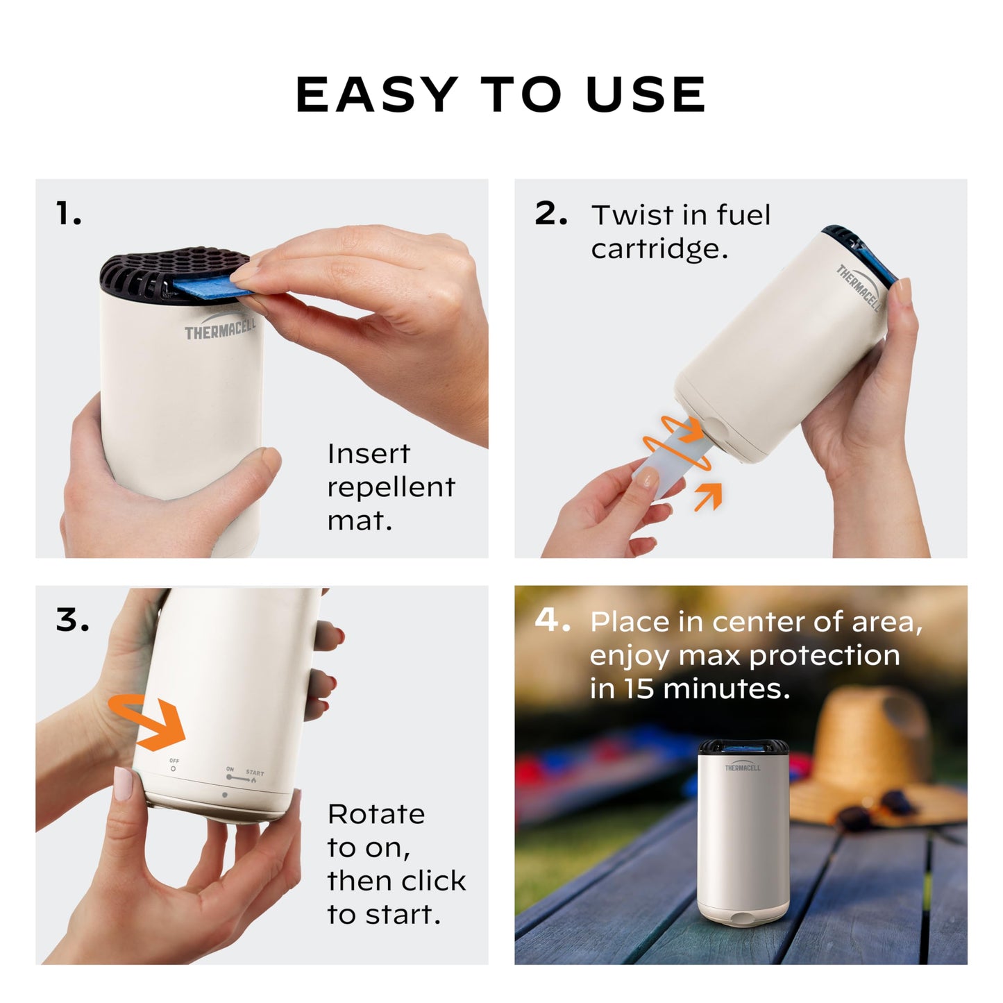 Thermacell Mosquito Repeller Patio Shield; Includes 12-Hour Refill; 15 Foot Zone of Protection; Highly Effective Mosquito Repellent for Patio; Bug Spray Alternative; Scent Free