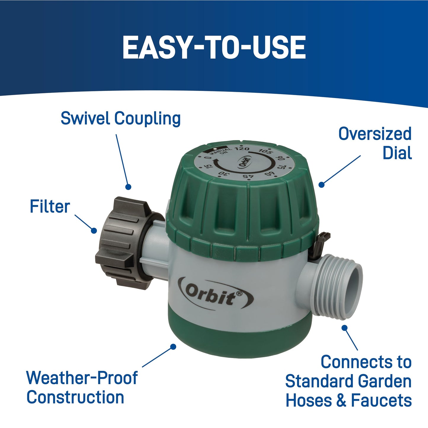 Orbit 62034 Mechanical Watering Hose Timer, Colors May Vary