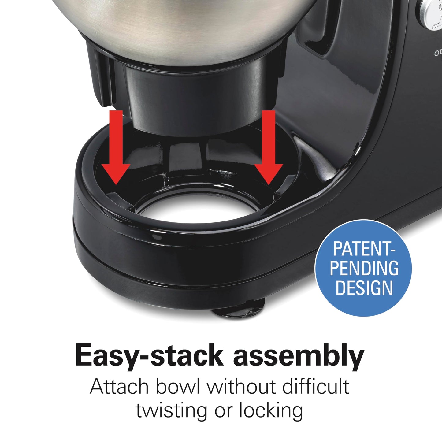 Hamilton Beach Electric Stand Mixer, 4 Quarts, Dough Hook, Flat Beater Attachments, Splash Guard 7 Speeds with Whisk, Black