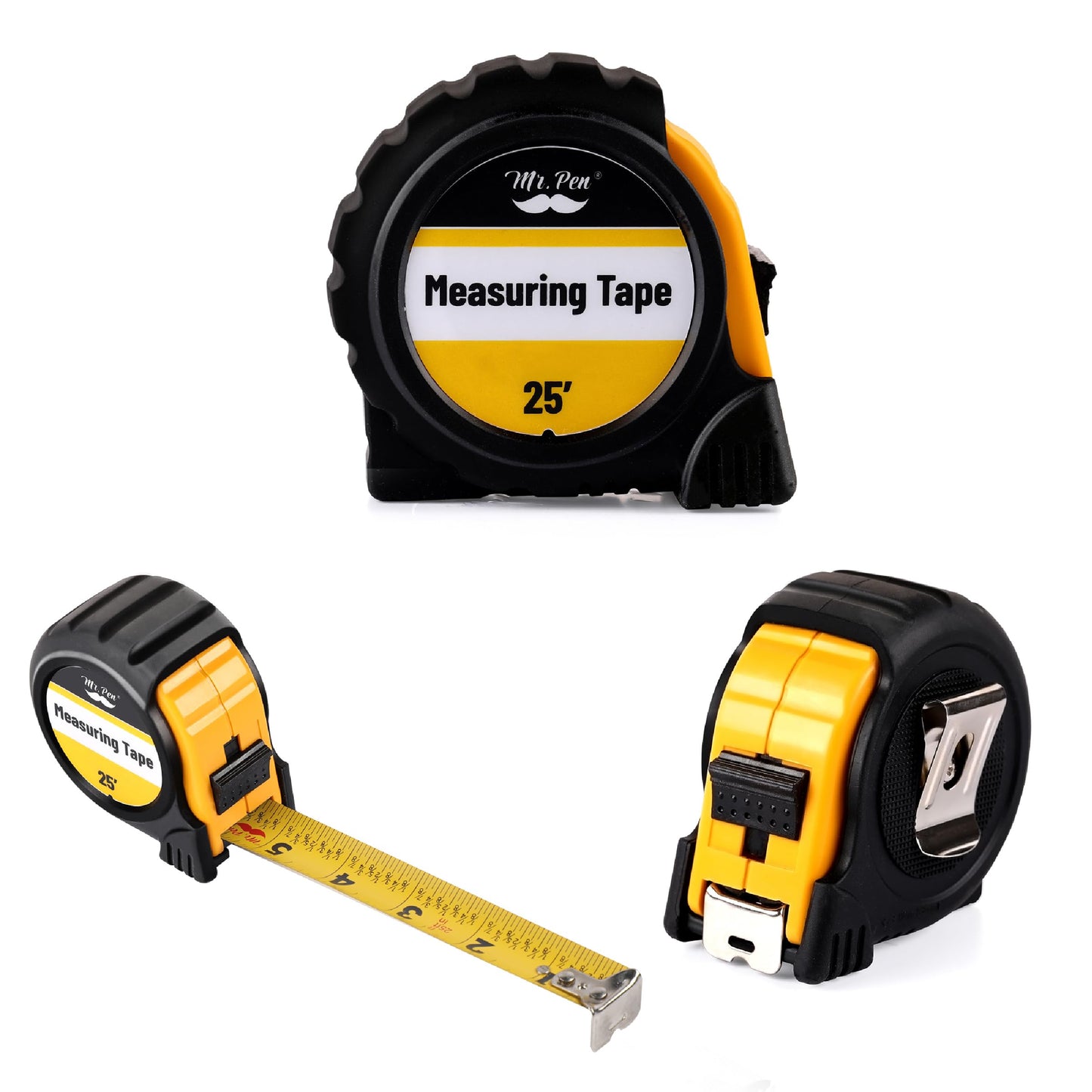 Mr. Pen 25-Foot Steel Retractable Tape Measure with Easy Read Fractions