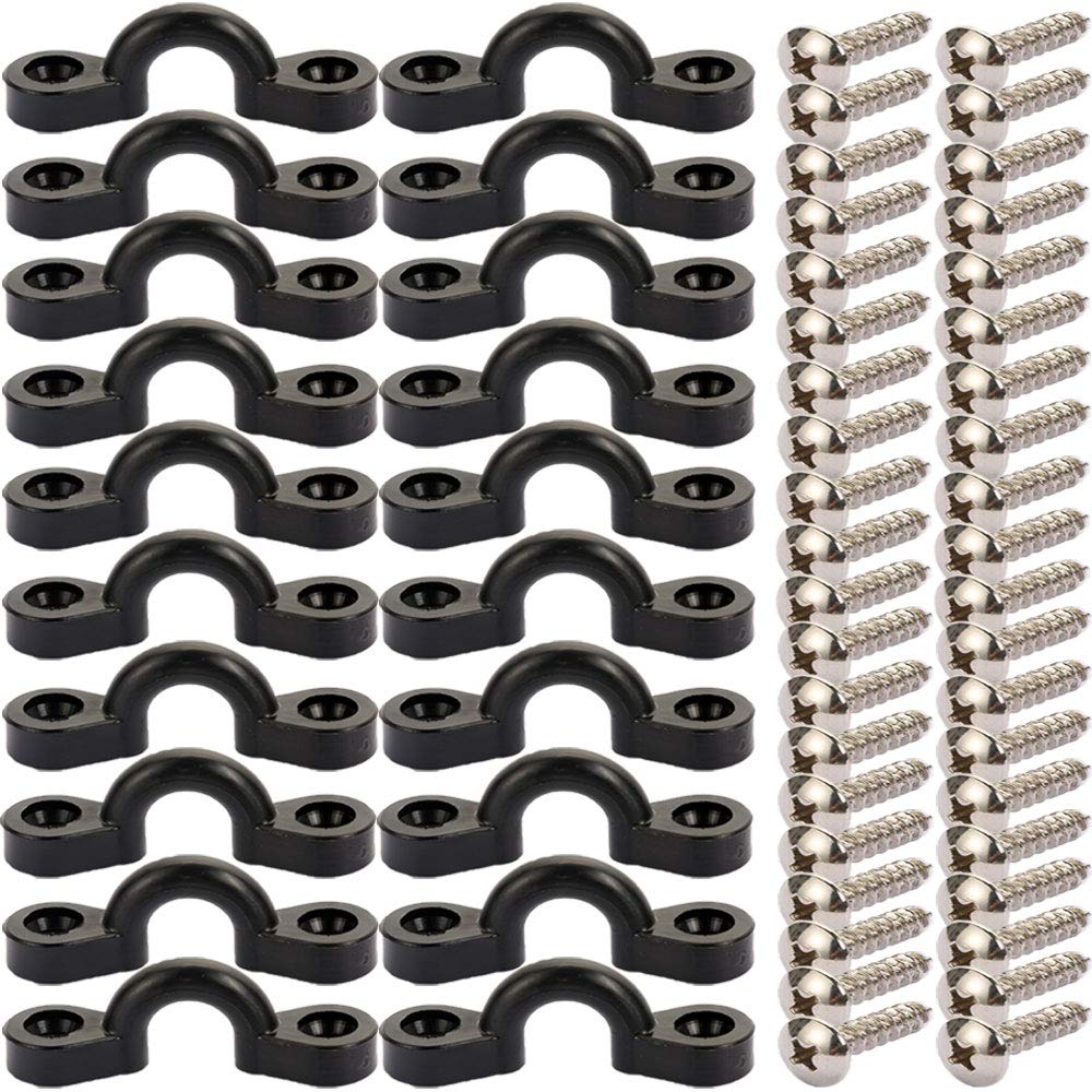 Kayak Pad Eye Kit, 10PCS Nylon Bungee Deck Loops Tie Down Pad Eye with 20 Screws for Boat Kayak Deck Rigging Kit