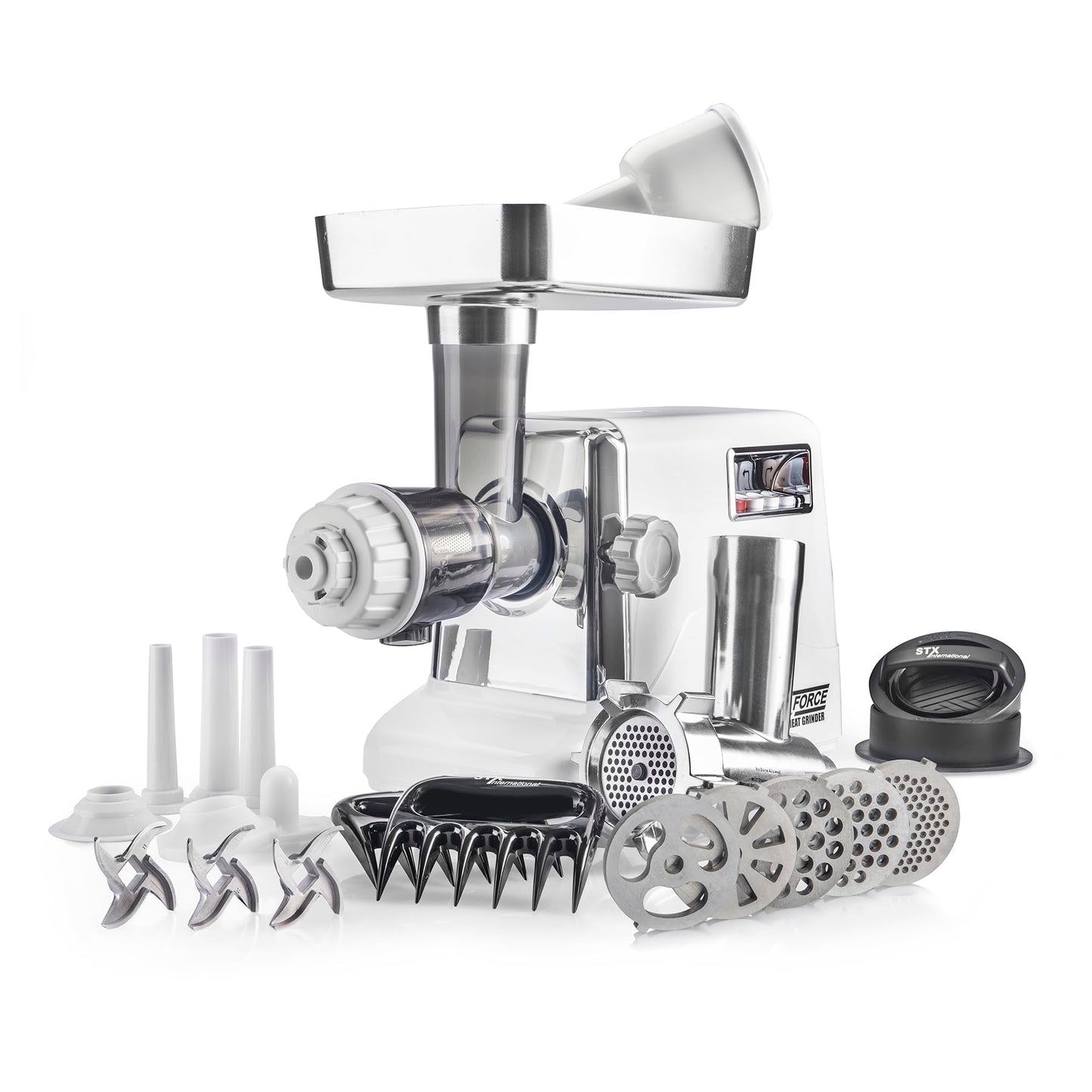 Turboforce 3000 Series 6-in-1 Electric Meat Grinder | 3000W Max | 3-Speed | Foot Pedal | 5 Grinding Die | 3 Stainless Steel Blades | Sausage Stuffer | Kubbe Maker & More Included
