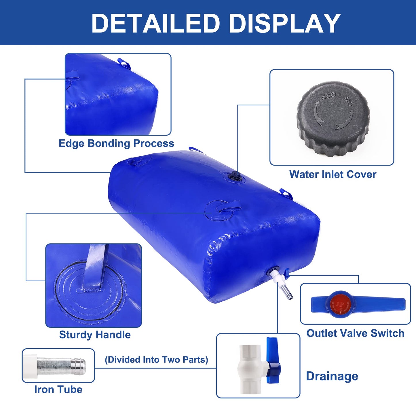 Portable Large Capacity Water Storage Bladder Containers, Foldable Water Bladder Tank, Camping Garden Drought Resistance Agricultural Irrigation Outdoor RV Emergency Water