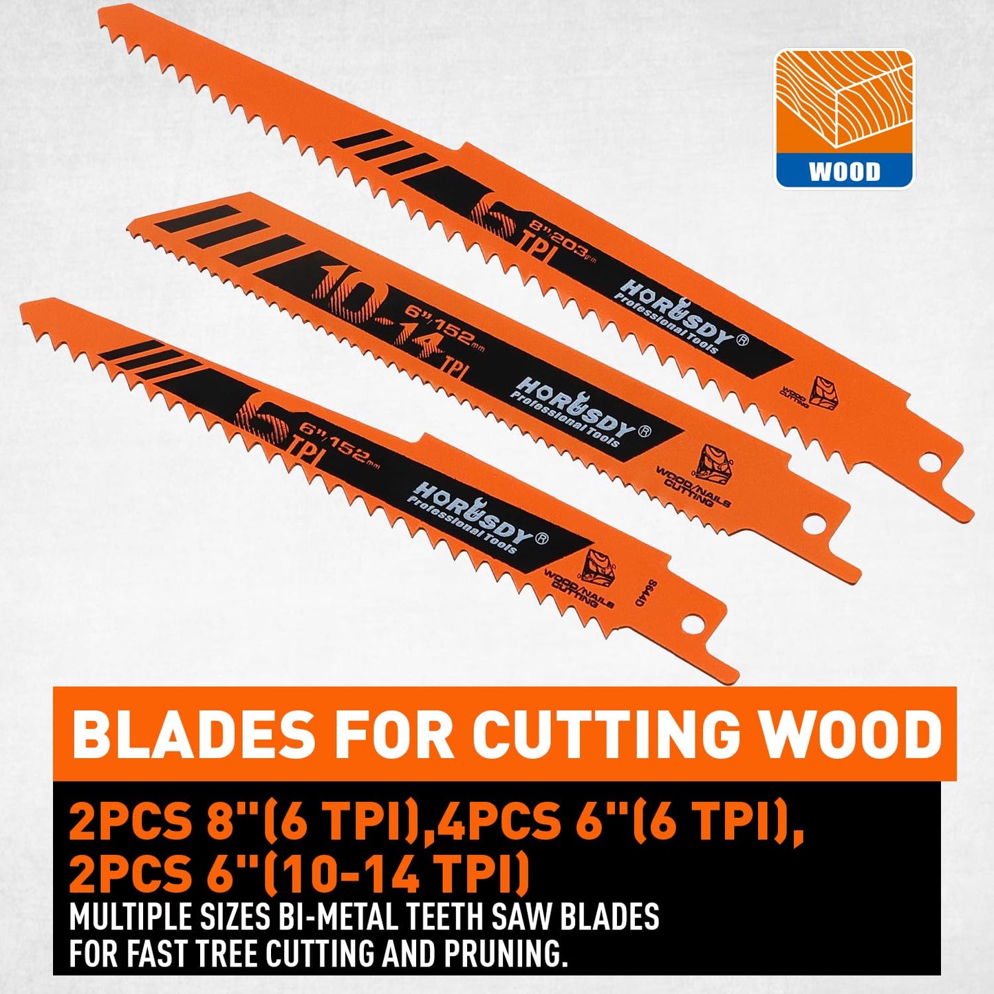 HORUSDY 10-Piece Reciprocating Saw Blades Set, Metal & Woodcutting Saw Blades