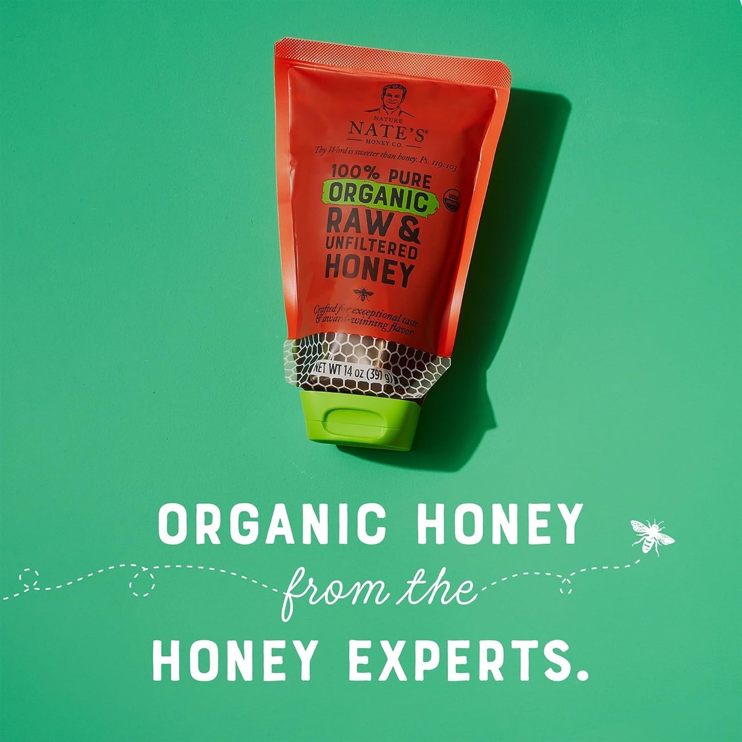 Nate's Organic 100% Pure, Raw & Unfiltered Honey - USDA Certified Organic - 32oz. Squeeze Bottle