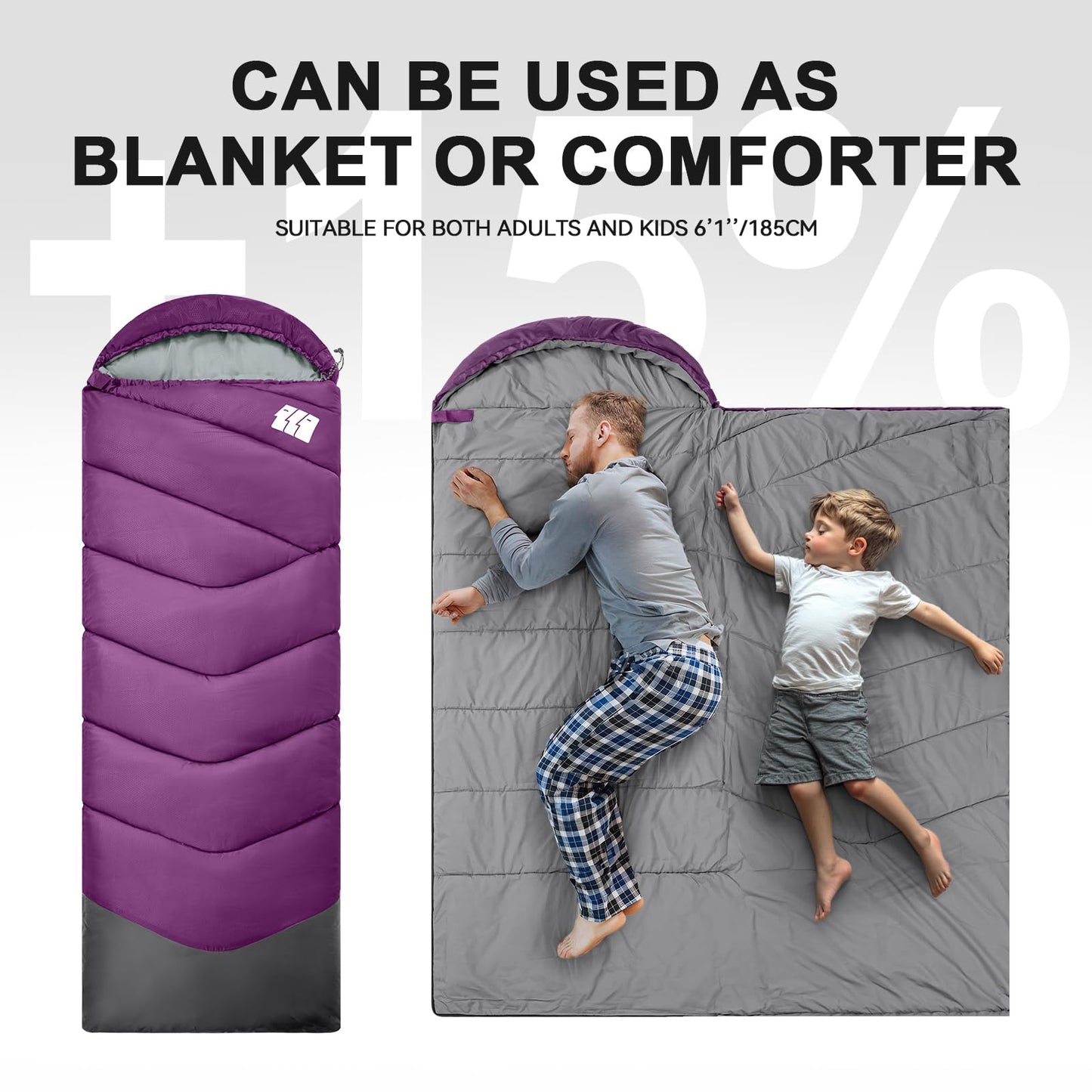 Sleeping Bags for Adults Cold Weather,Portable, Waterproof,Lightweight Sleeping Bag for Tall Girls Boys with Compression Sack for Warm Camping, Hiking, Outdoor & Indoor