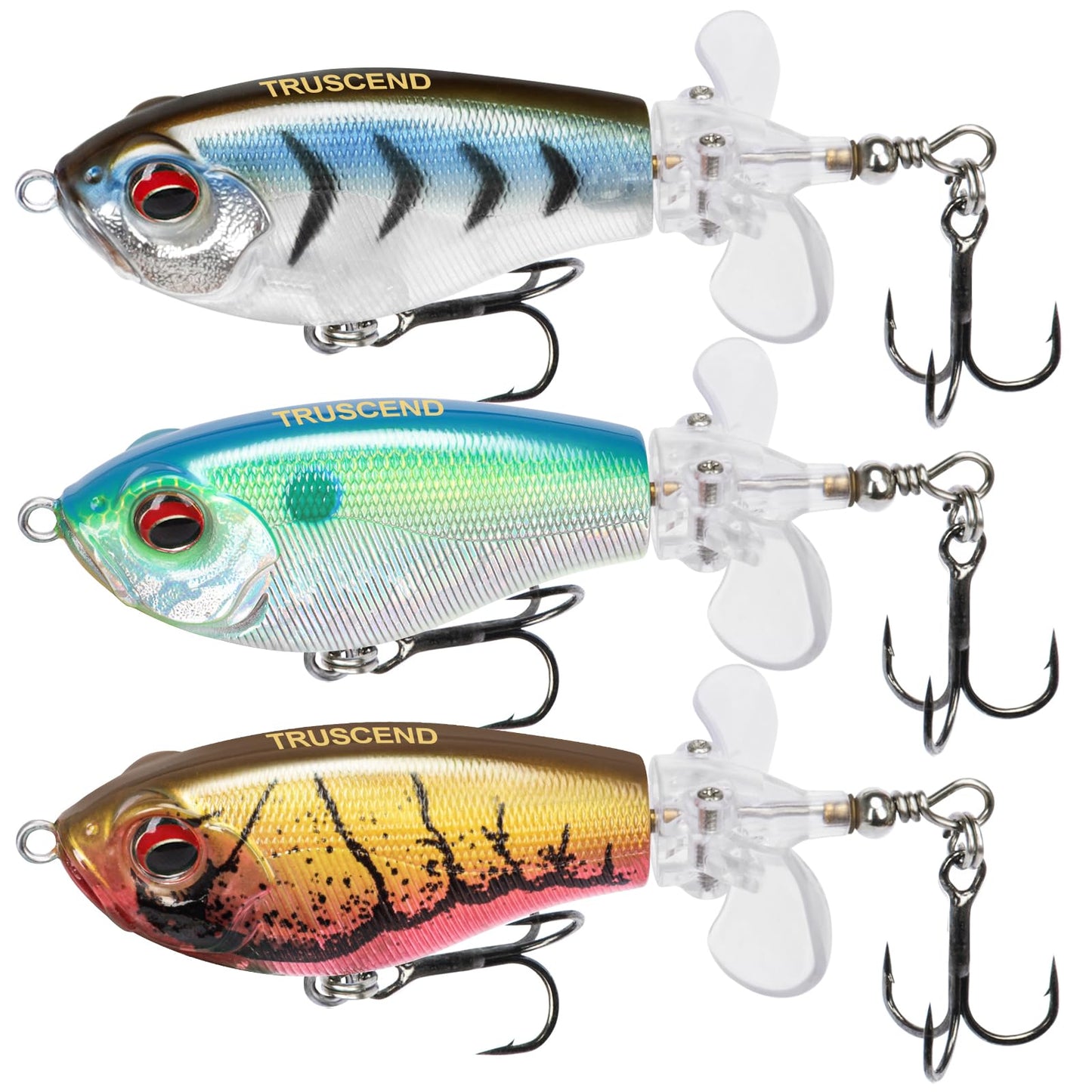 TRUSCEND PoPobait Plopper with BKK Hooks, Top Water Fishing Lures for Bass Walleye Pike Catfish Musky Perch, Floating Lure for Freshwater or Saltwater, Amazing Teasers Fishing Gifts for Family Fishing