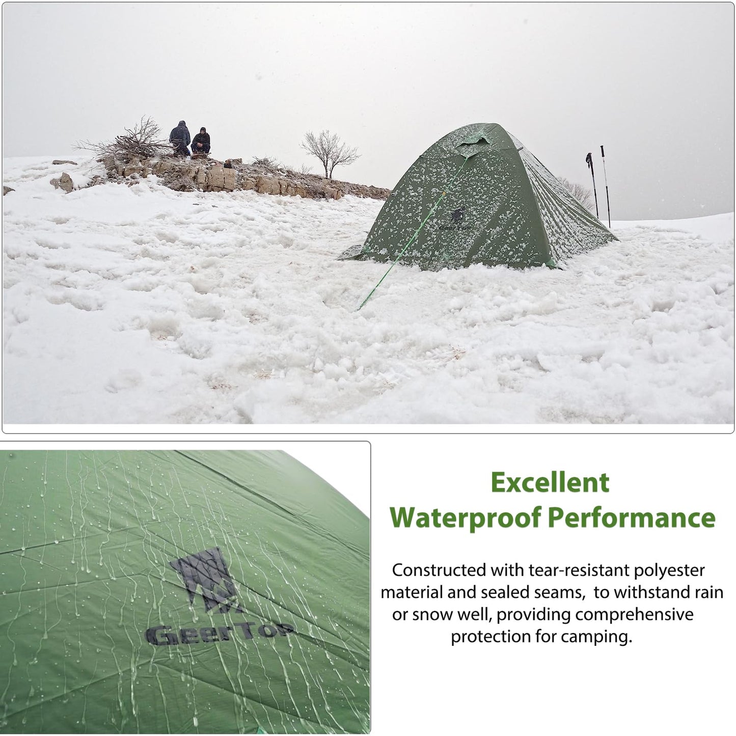 GEERTOP Ultralight 2 Person Backpacking Tent 4 Season Waterproof Camping Tent Double Layer Cold Weather Easy Set Up Tents for Family Camp, Hiking, Hunting Outdoor Mountaineering Travel