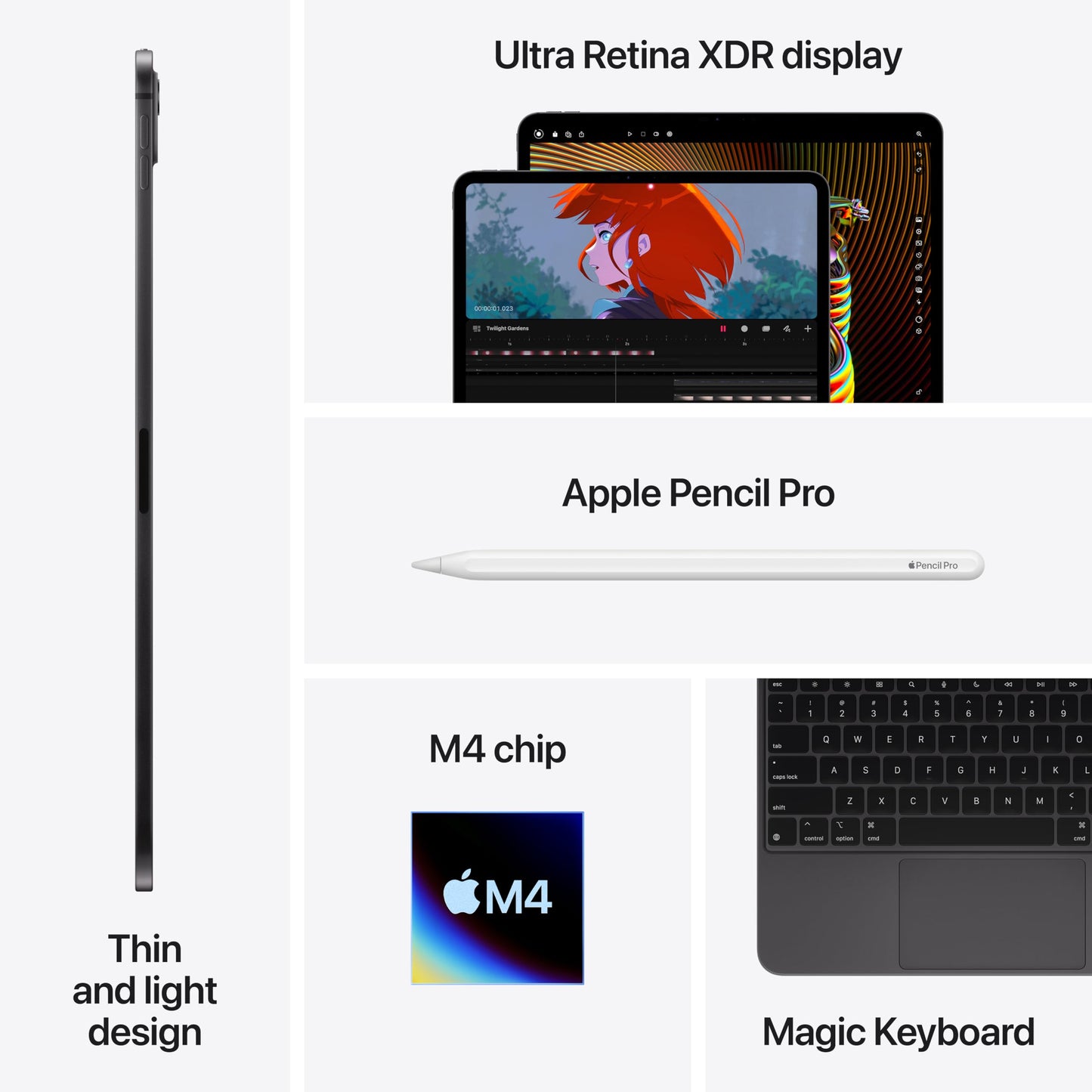 Apple iPad Pro 11-Inch (M4): Built for Apple Intelligence, Ultra Retina XDR Display - Nano-Texture Glass, 2TB, 12MP Front/Back Camera, LiDAR Scanner, Wi-Fi 6E, Face ID — Space Black