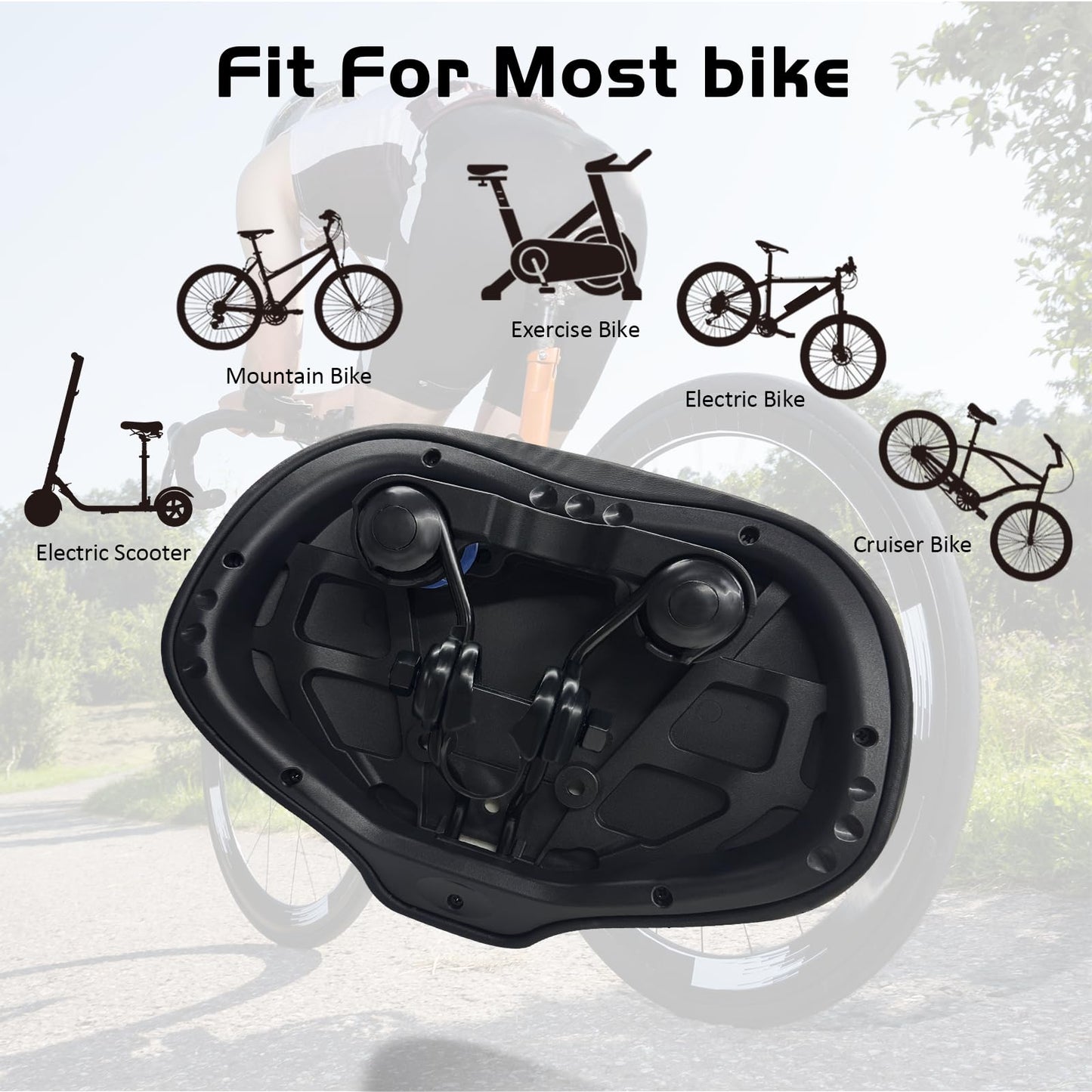 Noseless Bike Seat Cushion for Men & Women - Extra Padding & Comfort Wide Bicycle Seat, Oversized Comfortable Saddle for Peloton Bikes, Exercise Bikes, Electric Bikes, Cruiser Bikes