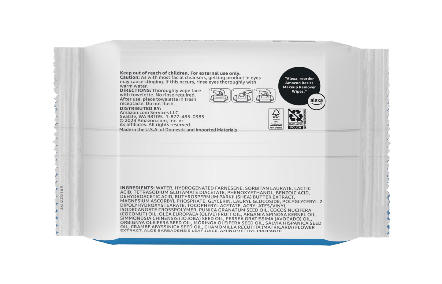 Amazon Basics Makeup Remover Wipes, Formulated without Fragrance and Alcohol-Free, Gentle Cleansing, Removes Waterproof Mascara, Dermatologist Tested, 25 Count, Pack of 6