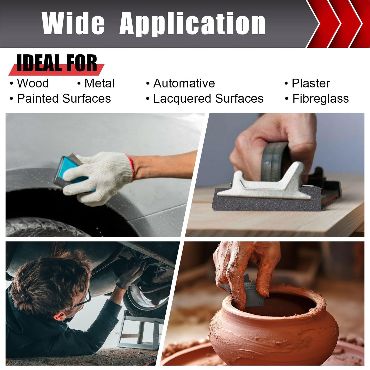 50 Pcs 1/4 Sheet Sandpaper, Premium Sand Paper 80/120/150/220/320/400 Grit Sandpaper Sheet Sand Paper Assortment for Wood Metal Automotive Palm Sanders 5.5" x 4.5"