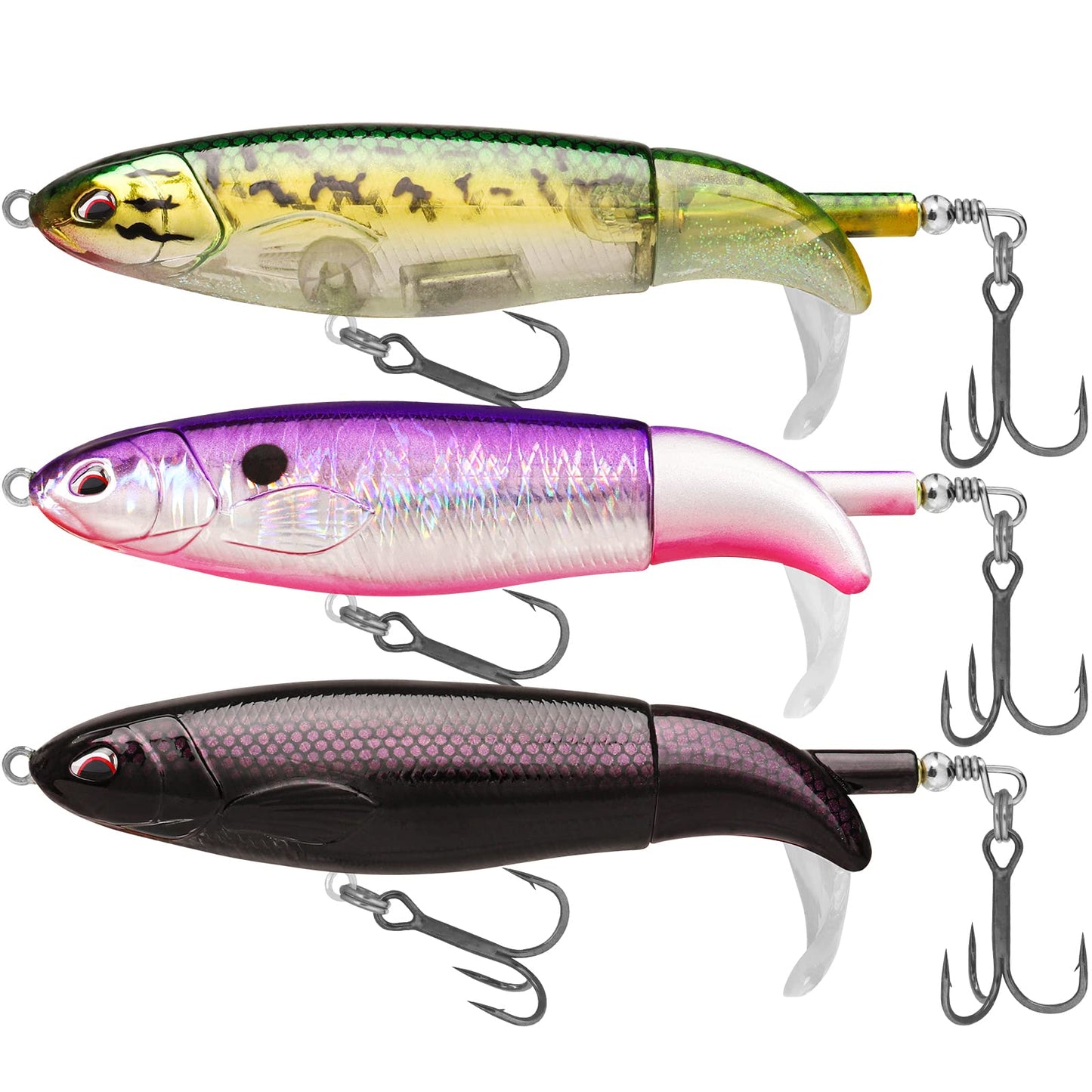 TRUSCEND PoPobait Plopper with BKK Hooks, Top Water Fishing Lures for Bass Walleye Pike Catfish Musky Perch, Floating Lure for Freshwater or Saltwater, Amazing Teasers Fishing Gifts for Family Fishing