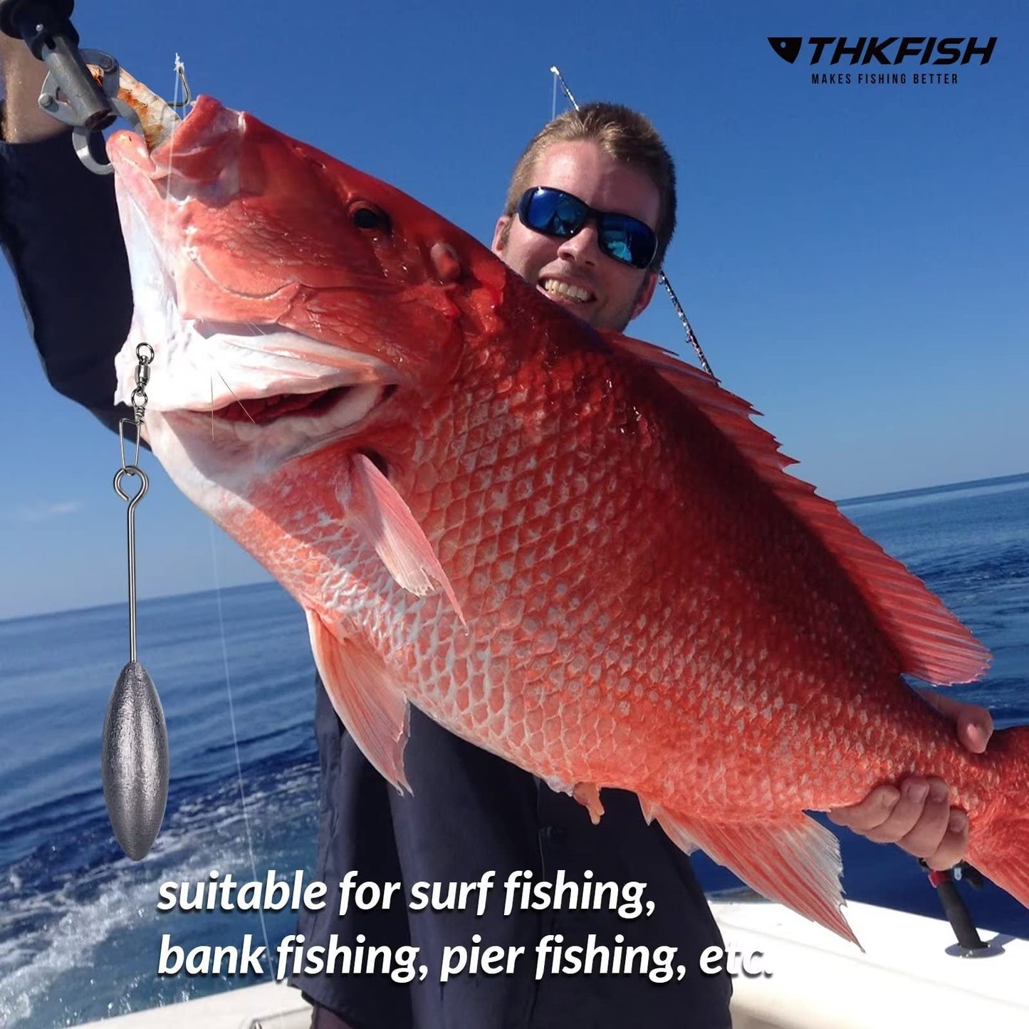 THKFISH Fishing Weights Kit - Inline, Trolling, Double Ring, Tor-pedo, Catfishing, Saltwater & Surf Fishing Weights - Coin, Disc & Pyramid Sinkers