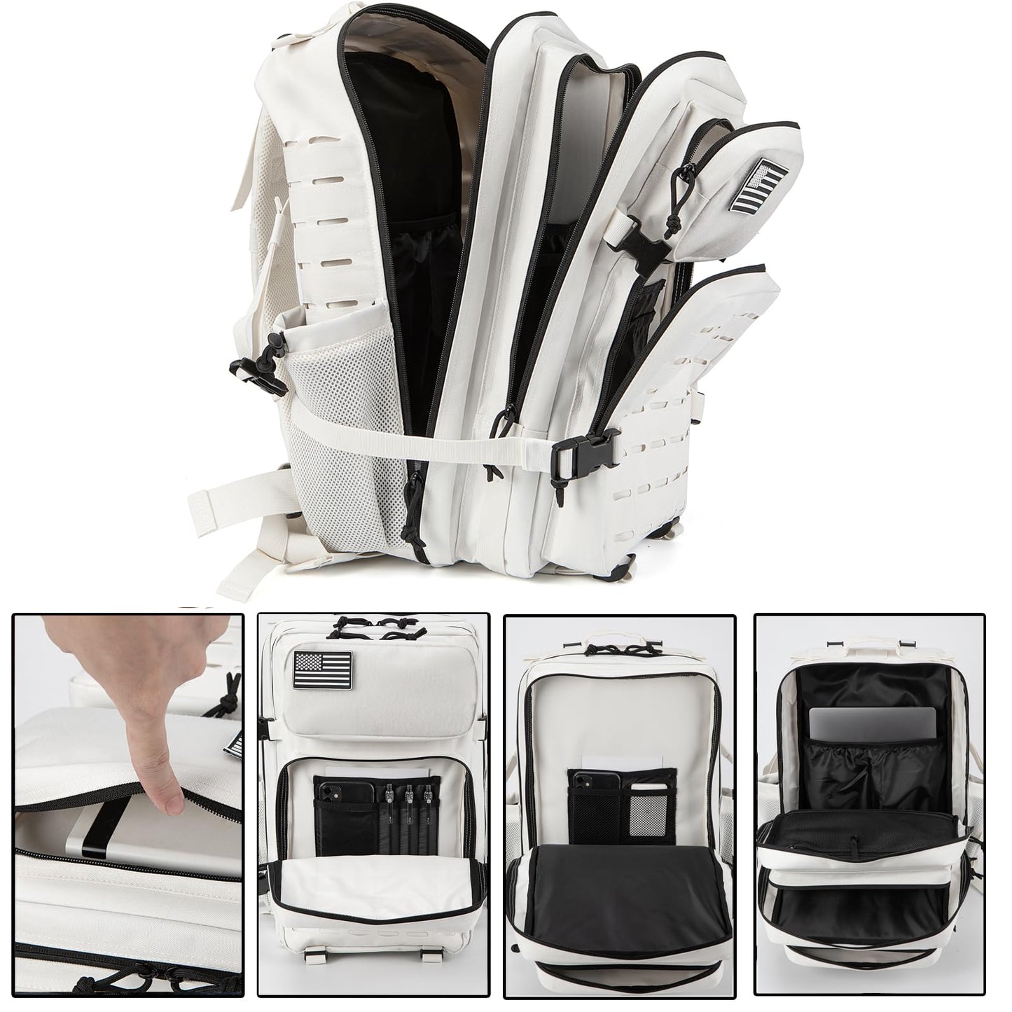 QT&QY 25L/35L/45L Military Tactical Backpack For Men Molle Daypack 3 Day Bug Out Bag Hiking Rucksack With Bottle Holder