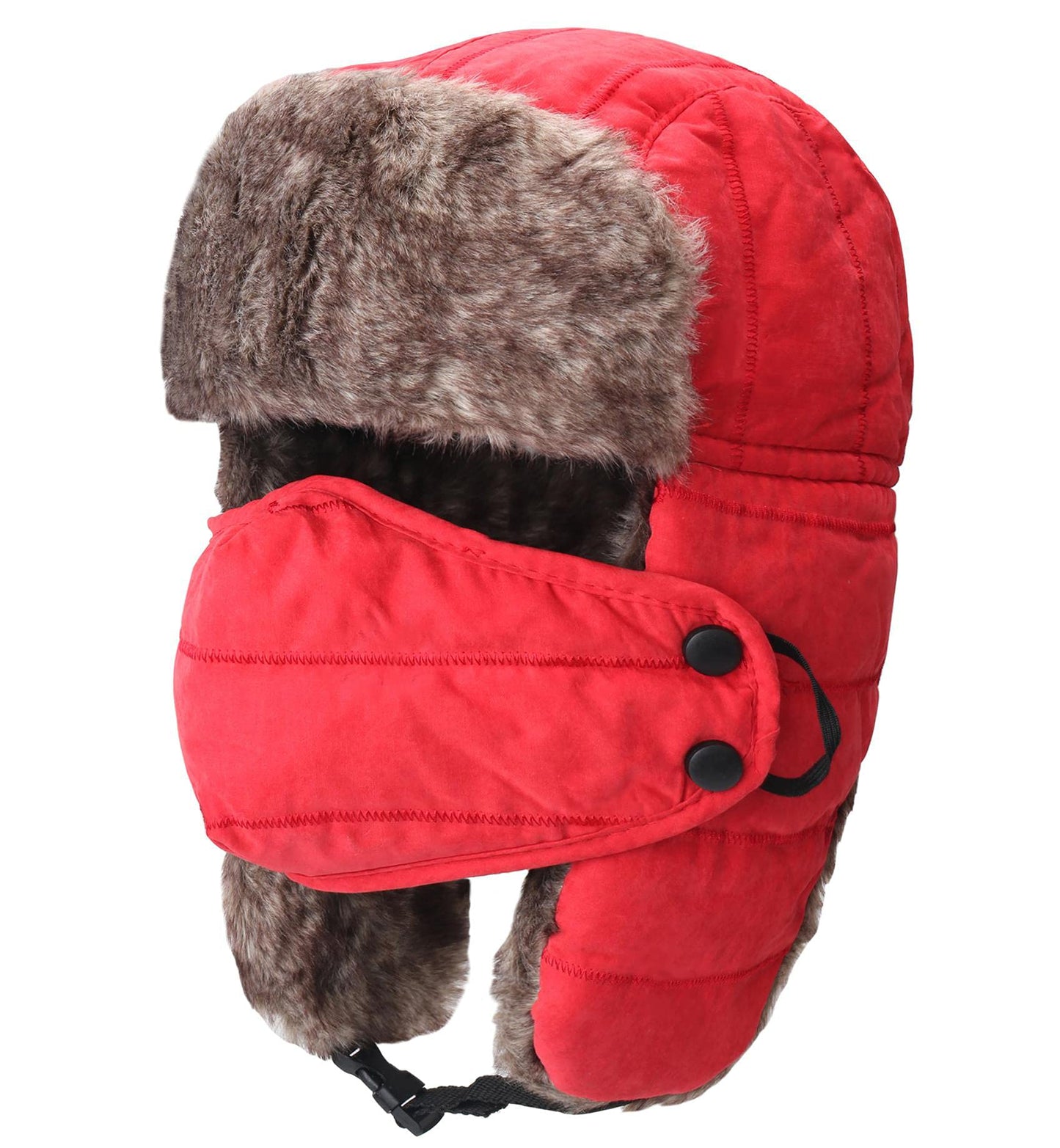 Connectyle Men's Trooper Trapper Hat Warm Winter Hats with Removable Face Mask Earflaps Faux Fur Hunting Outdoor Hat