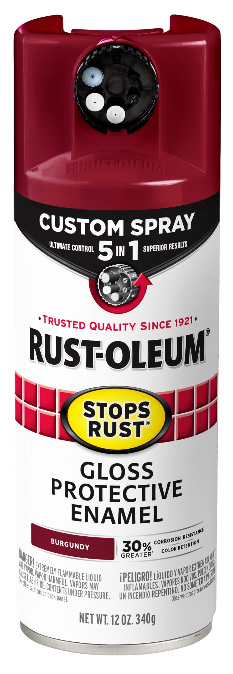 Rust-Oleum 376892 Stops Rust Custom Spray 5-in-1 Spray Paint, 12 oz, Gloss Leather Brown