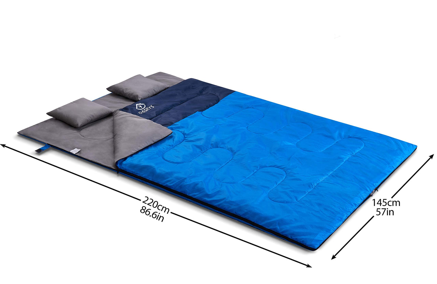 oaskys Double Sleeping Bag for Adults with 2 Pillows - Queen Size XL Waterproof Sleeping Bag for All Season Camping Hiking Backpacking 2 Person Sleeping Bags for Cold Weather & Warm