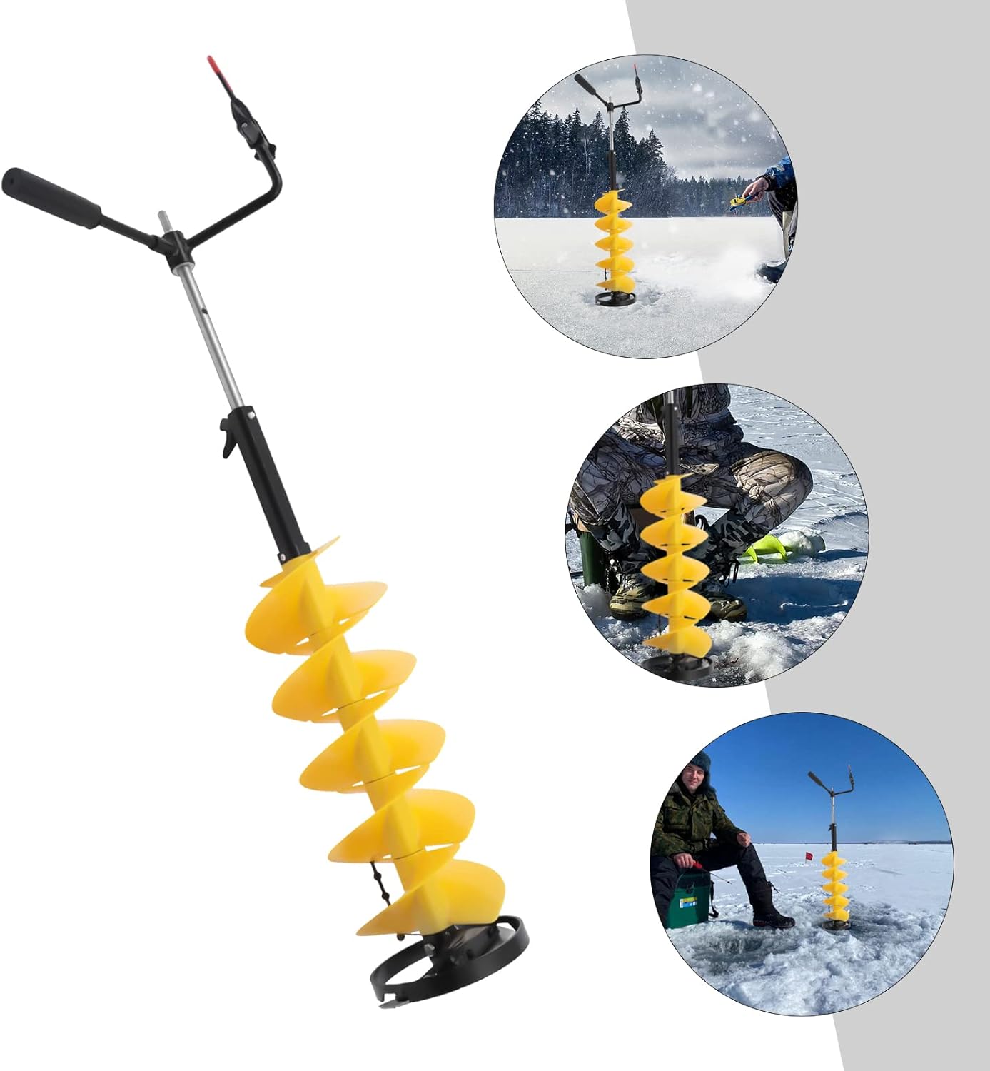 8" Cordless Ice Drill Auger Nylon Ice Fishing Drill W/Centering Point Blade with Drill Adapter & Top Plate for Ice Fishing