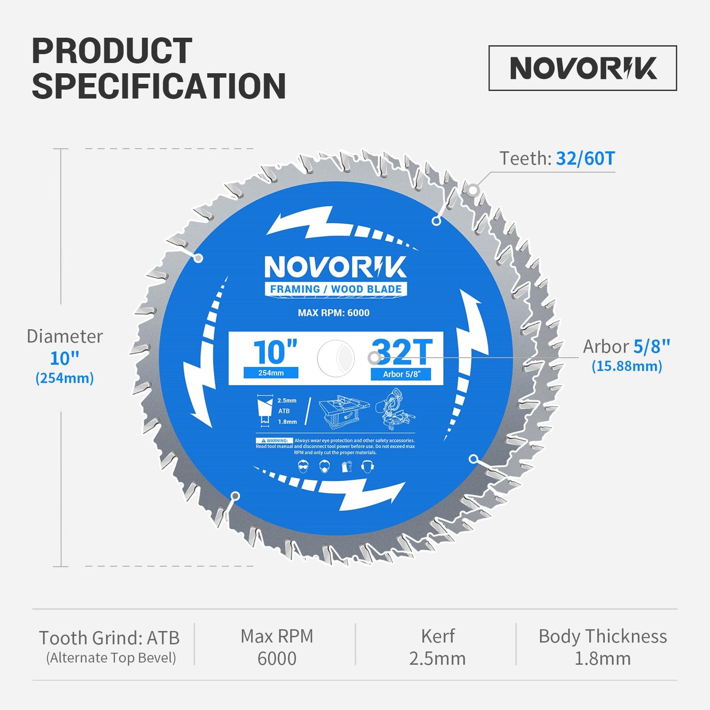 Circular Saw Blade 7-1/4" 24T&40T&60T, Saw Blade with Arbor 5/8", ATB Circular Saw Blade, Professional for Wood Cutting, 3-Pack