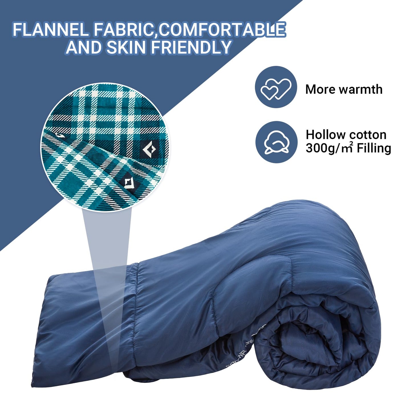 KingCamp Queen Size 2 Person Double Sleeping Bags with Pillows for Adults, 20 Degree Lightweight Backpacking Quilts for Couples Family Camping Hiking and Outdoors, Waterproof