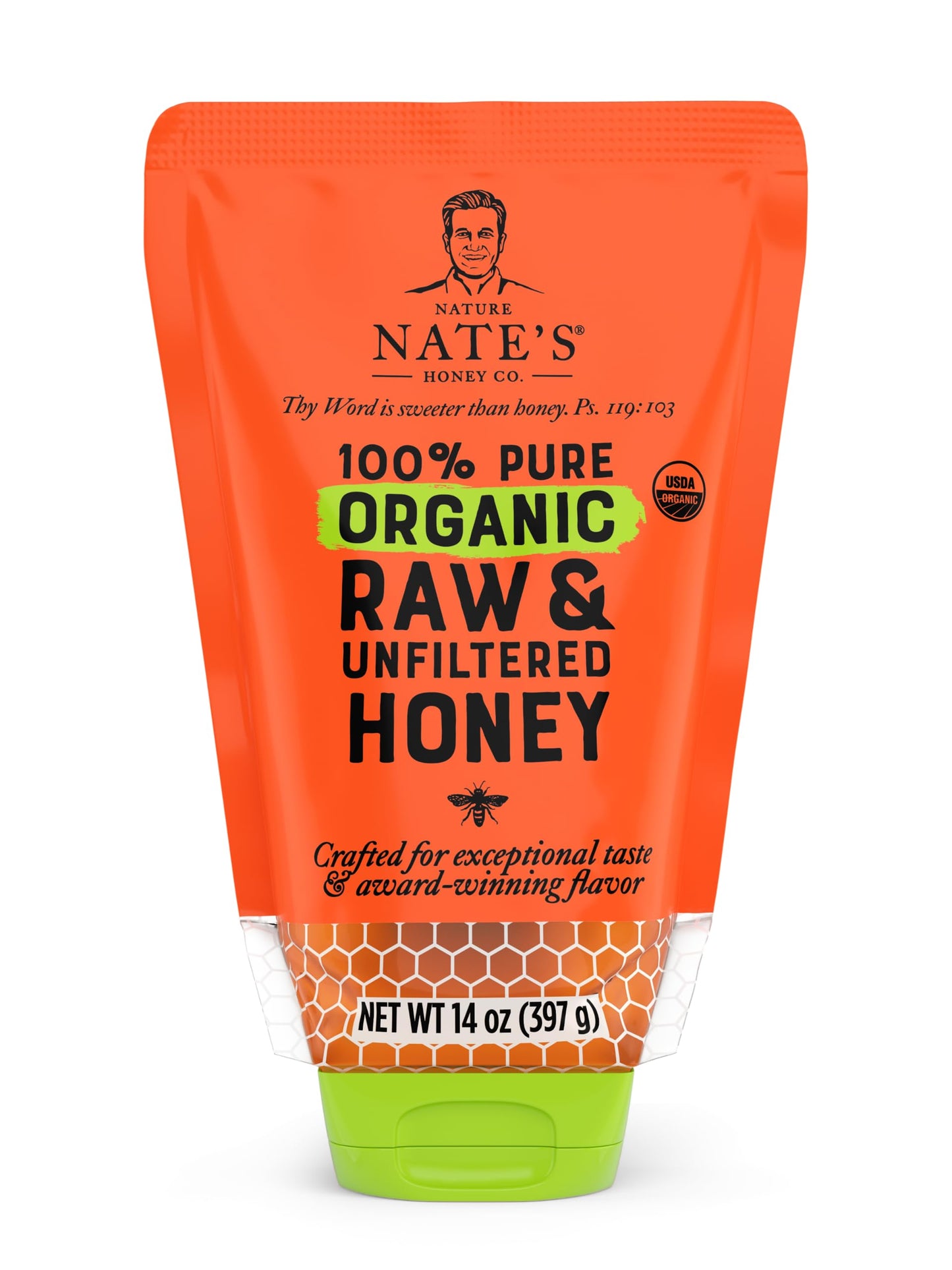 Nate's Organic 100% Pure, Raw & Unfiltered Honey - USDA Certified Organic - 32oz. Squeeze Bottle