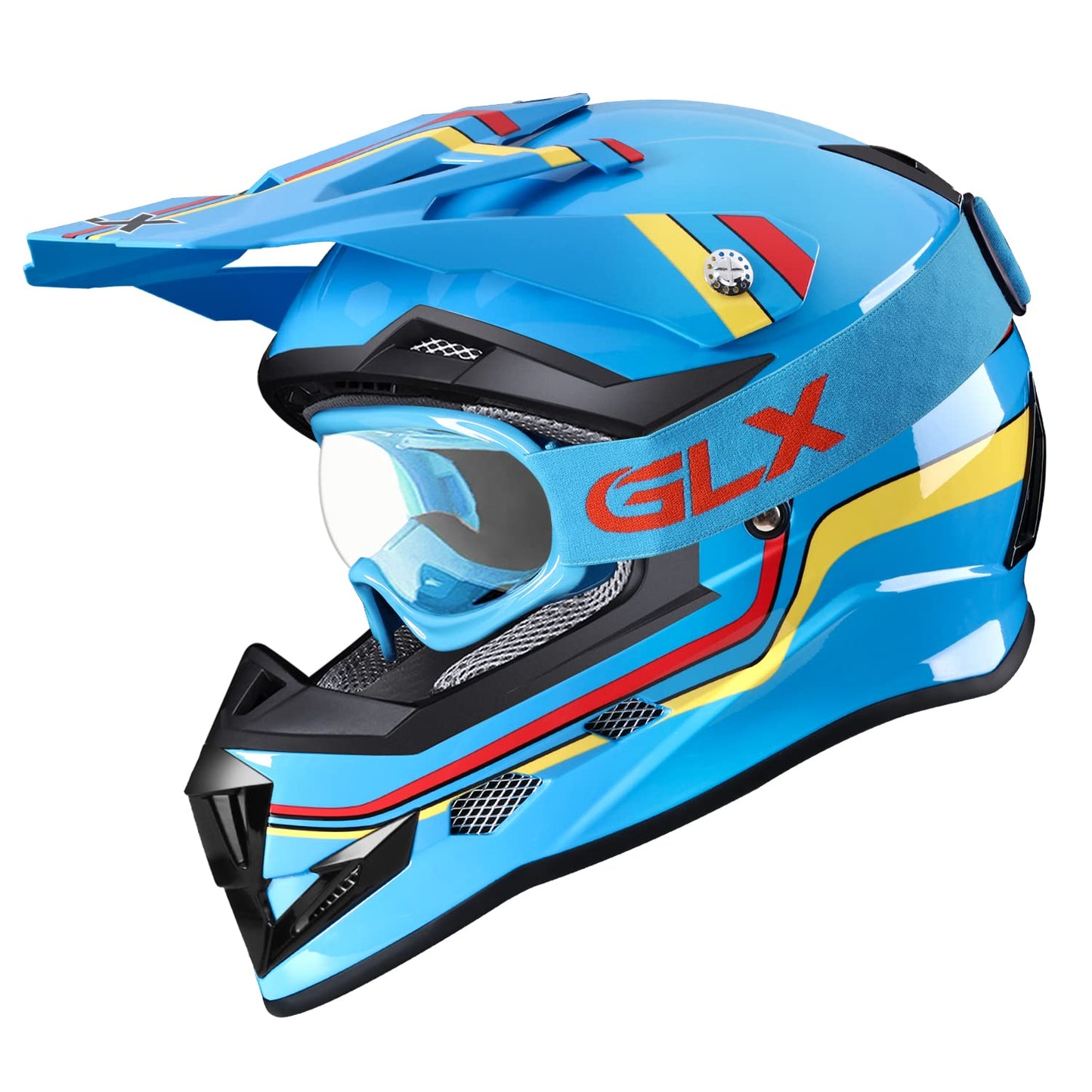 GLX GX623 Youth ATV/Dirt Bike Helmet Combo - Retro Green, Large - DOT