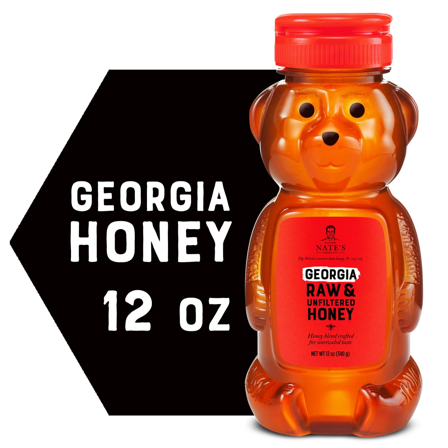 Nate's Georgia 100% Pure, Raw & Unfiltered Honey, 32 oz. Squeeze Bottle - All-natural Sweetener