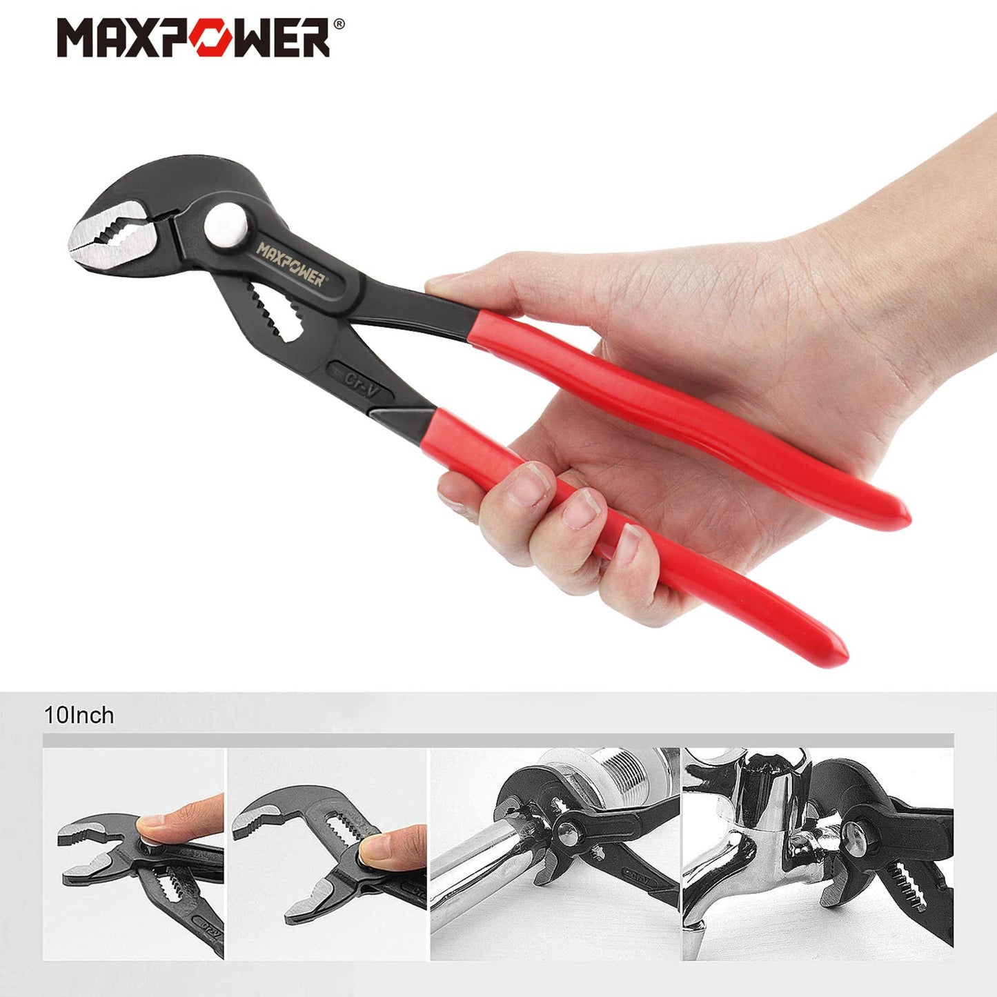 MAXPOWER Water Pump Pliers Set. Plumbing Pliers 3 Pieces Kitbag Set. 7-Inch, 10-Inch and 16-Inch Push Button Quick Adjust Tongue and Groove Pliers Set