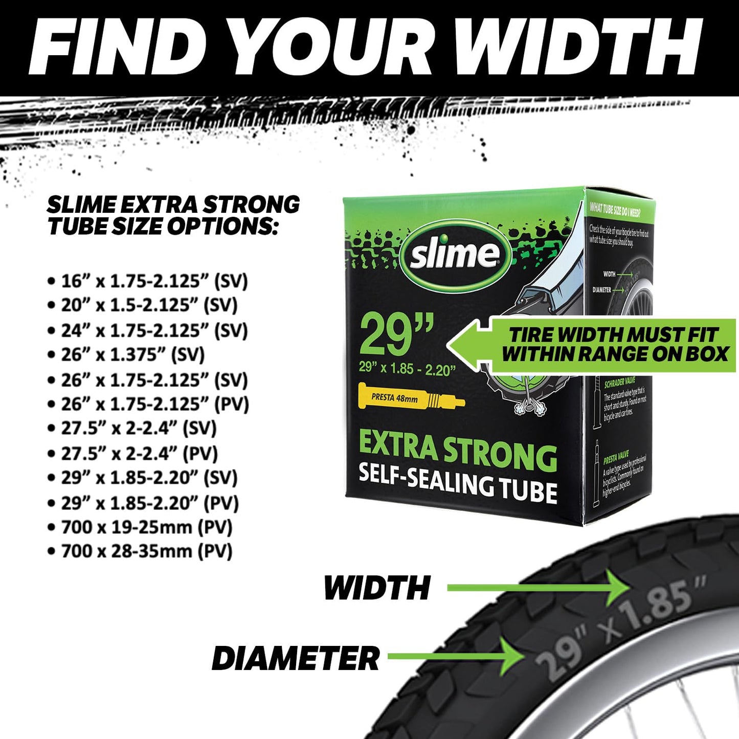Bike Inner Tube with Slime Puncture Sealant, Extra Strong, Self Sealing, Prevent and Repair