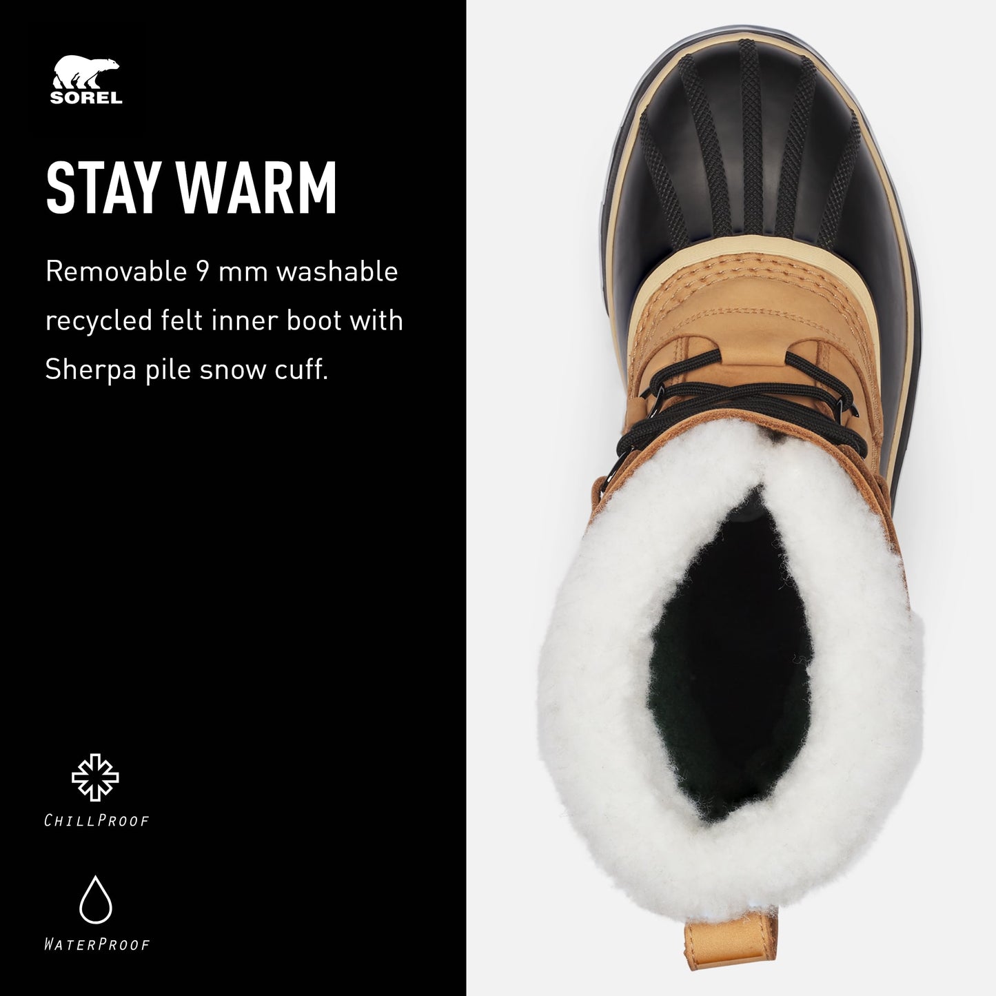 Sorel Mens Caribou Waterproof Snow Boots Winter Warm Fur Lined Mid-Calf