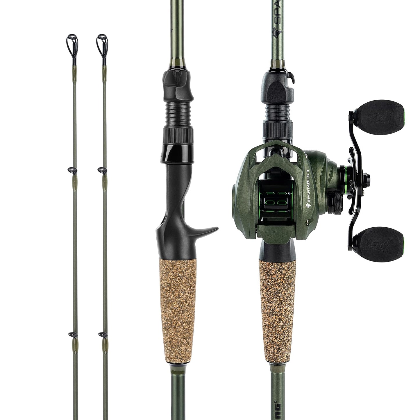KastKing Spartacus II Twin-Tip Fishing Rod and Reel Combo, Spinning & Casting Combo, Fishing Poles and Reels Combo, KastFlex IM6 Graphite Blanks, 2-Piece Rods with Extra Tips