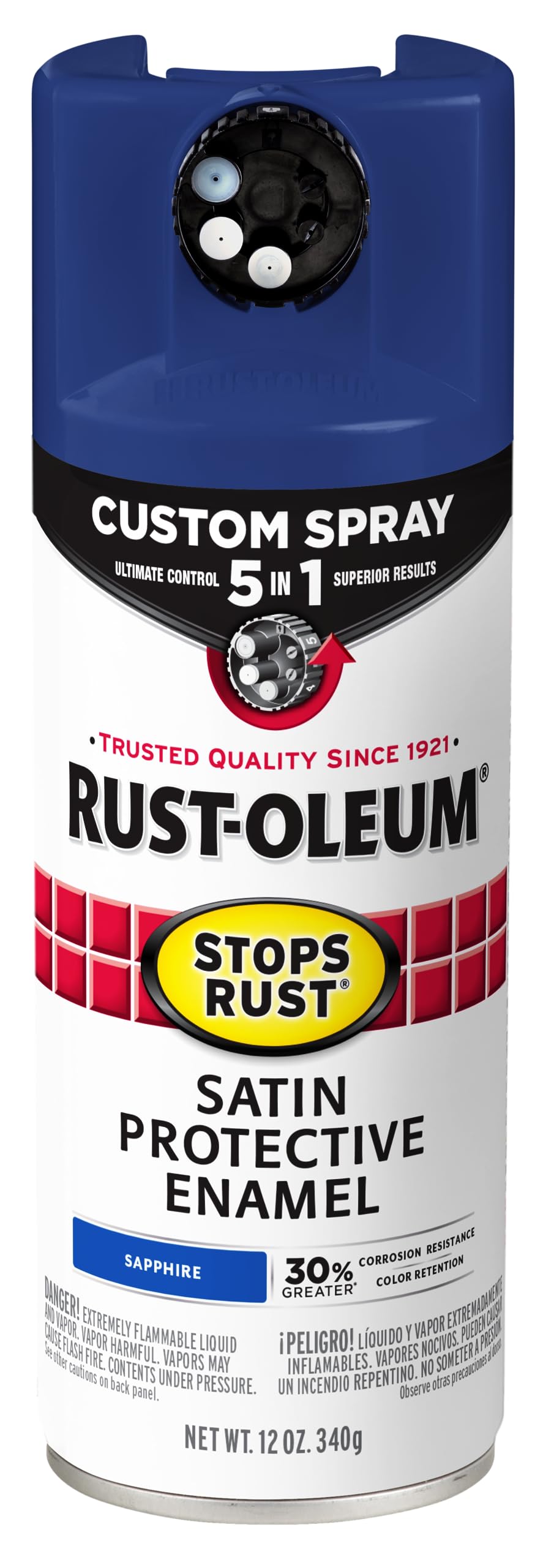 Rust-Oleum 376892 Stops Rust Custom Spray 5-in-1 Spray Paint, 12 oz, Gloss Leather Brown
