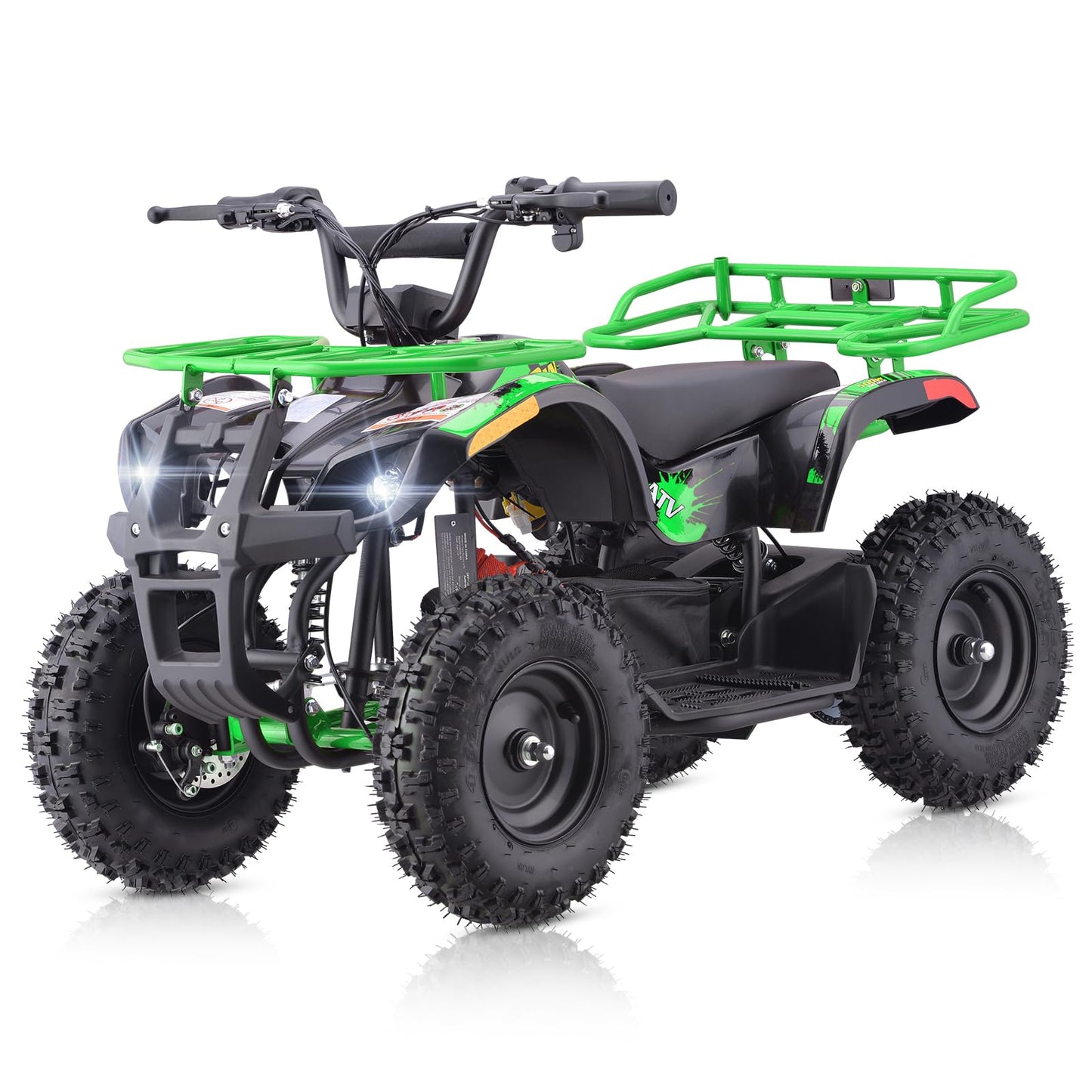 36V 4 Wheelers Electric ATV, Dirt Quad Vehicle Adjustable Speed, Kids Quad Bike 500W 12-15MPH Dual Suspension for Kids Ages 13+ (Green)