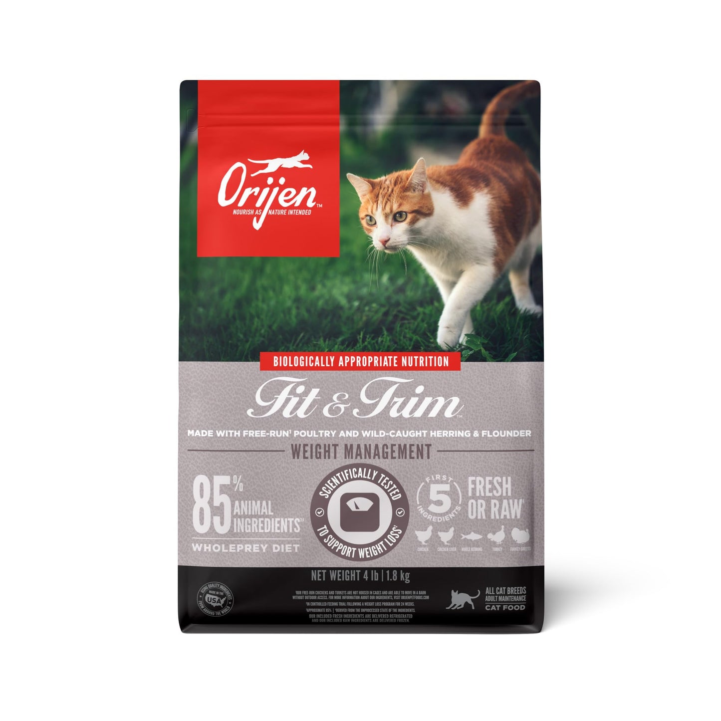 ORIJEN Grain Free High Protein Premium Dry Cat Food Original Recipe, 4lb Bag