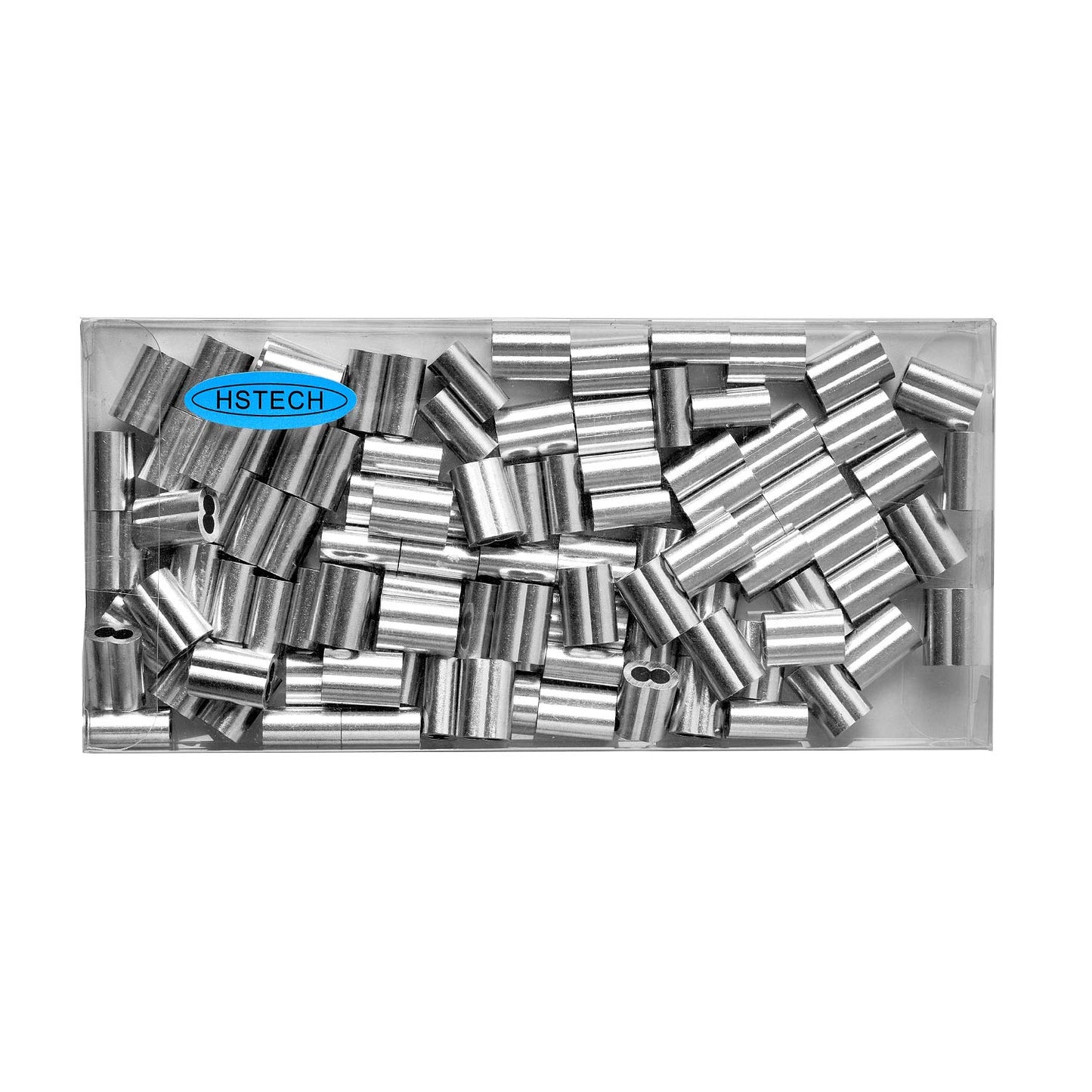 HSTECH 3/32" (2.5mm) 100PCS Aluminum Crimping Loop Sleeve for Wire Rope, Cable Ferrule