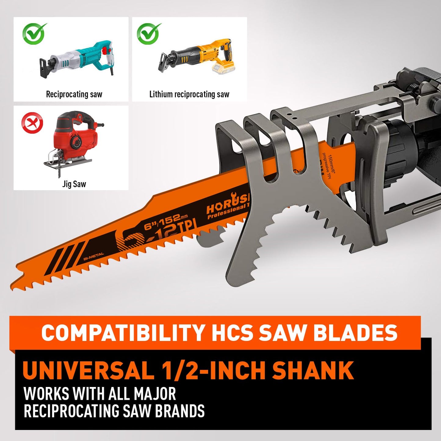 HORUSDY 10-Piece Reciprocating Saw Blades Set, Metal & Woodcutting Saw Blades